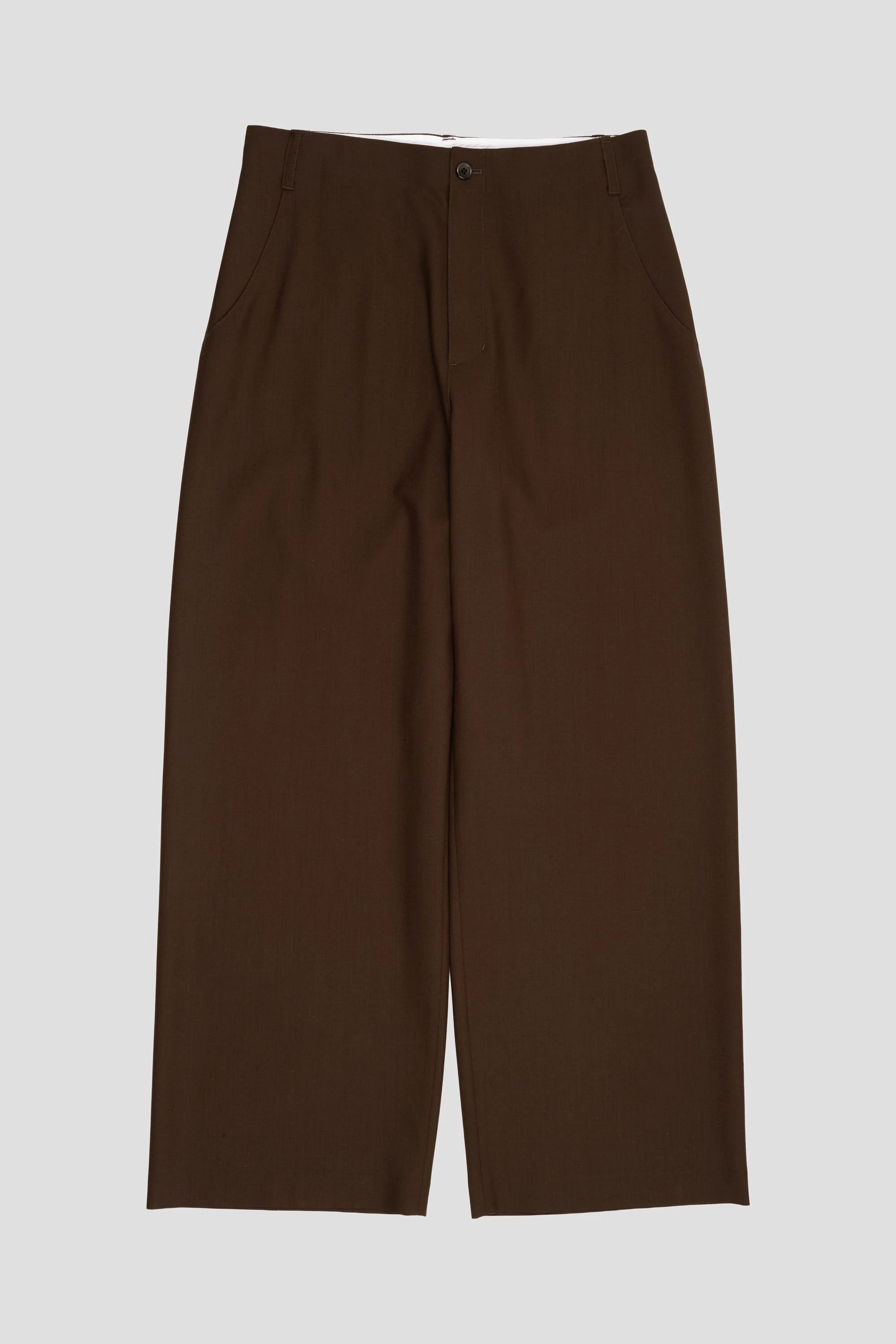 Wool Wide Pants Khaki Brown