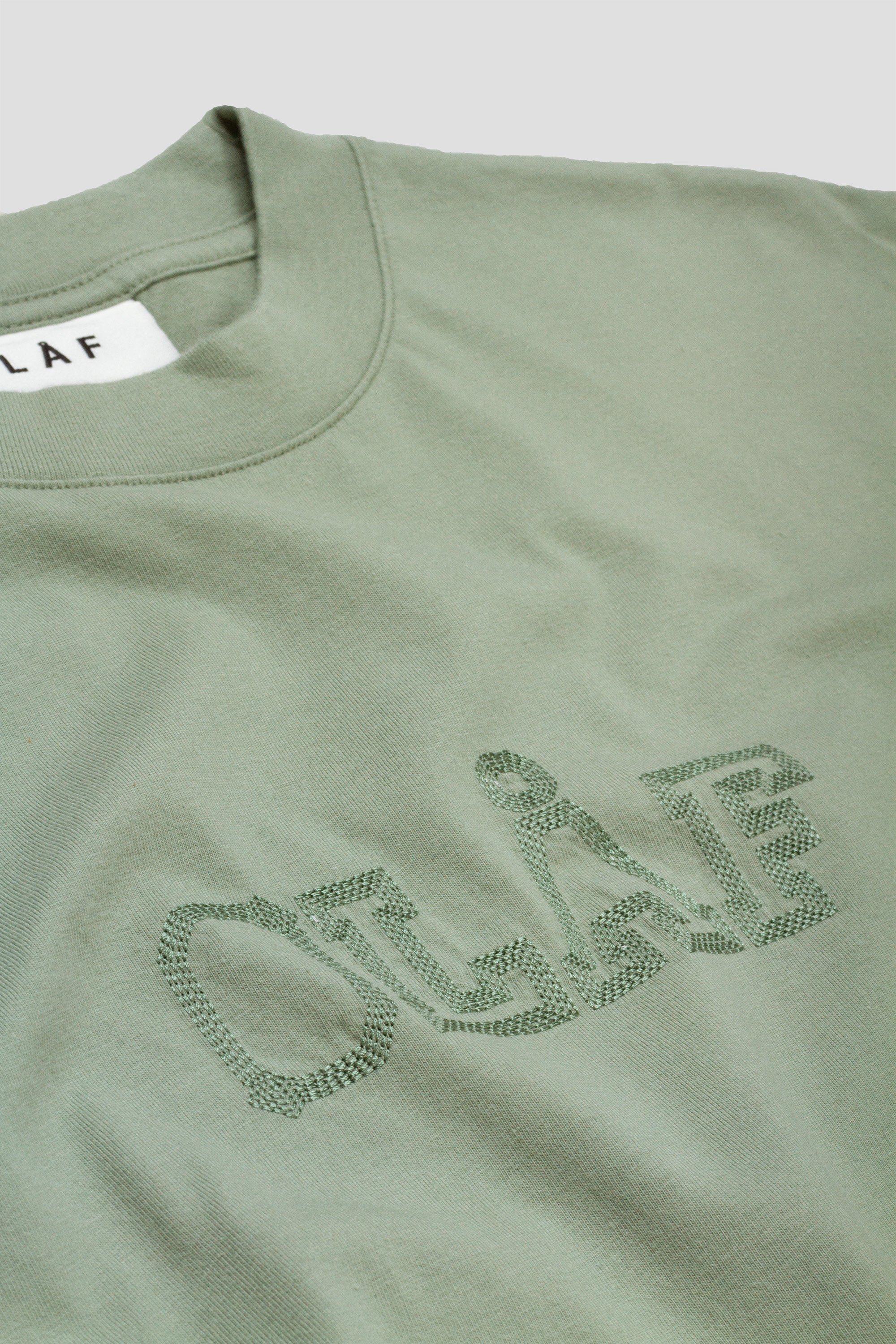 Stitched Varsity Tee Green Milieu