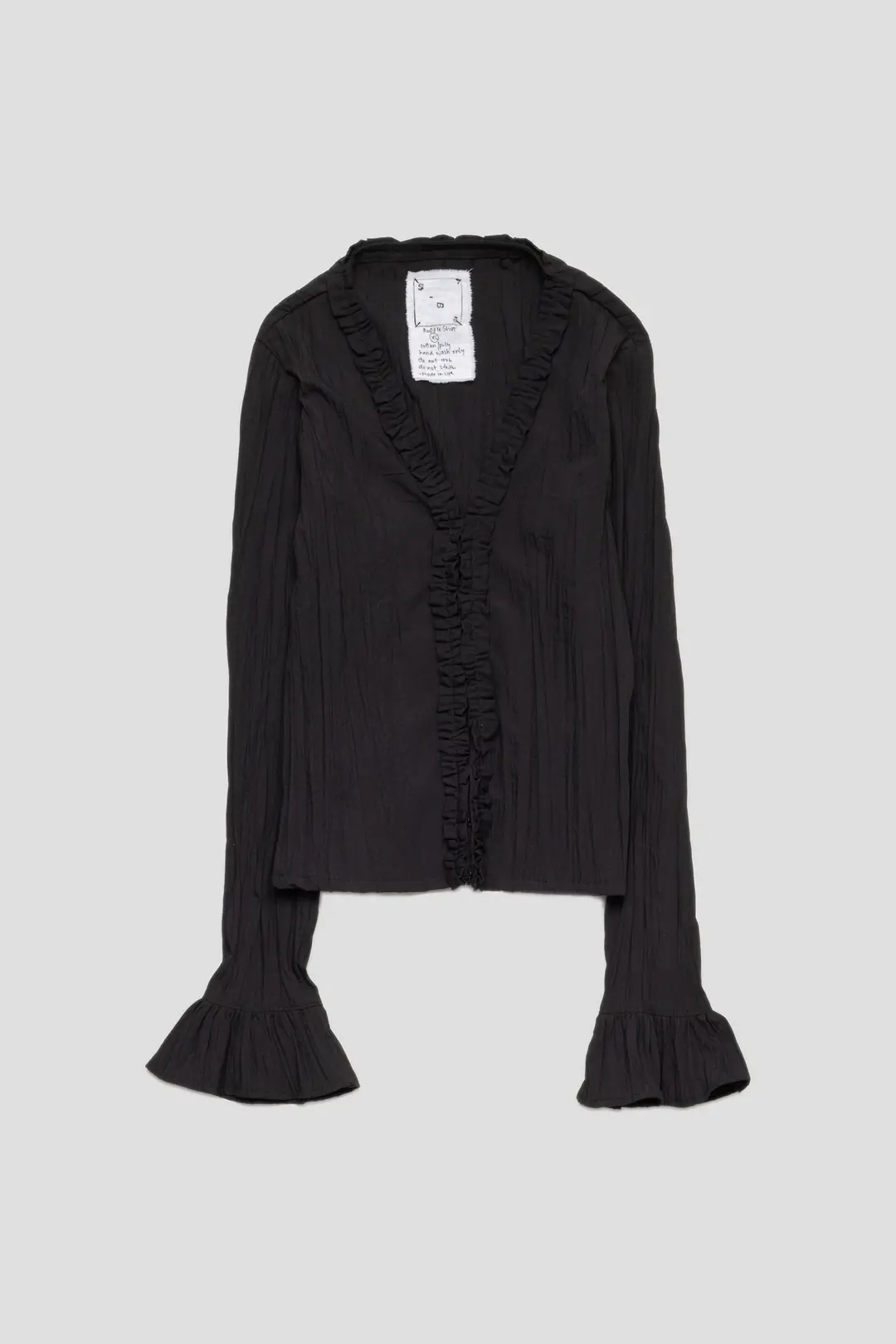 Crinkle Ruffle Shirt Black | Shelter