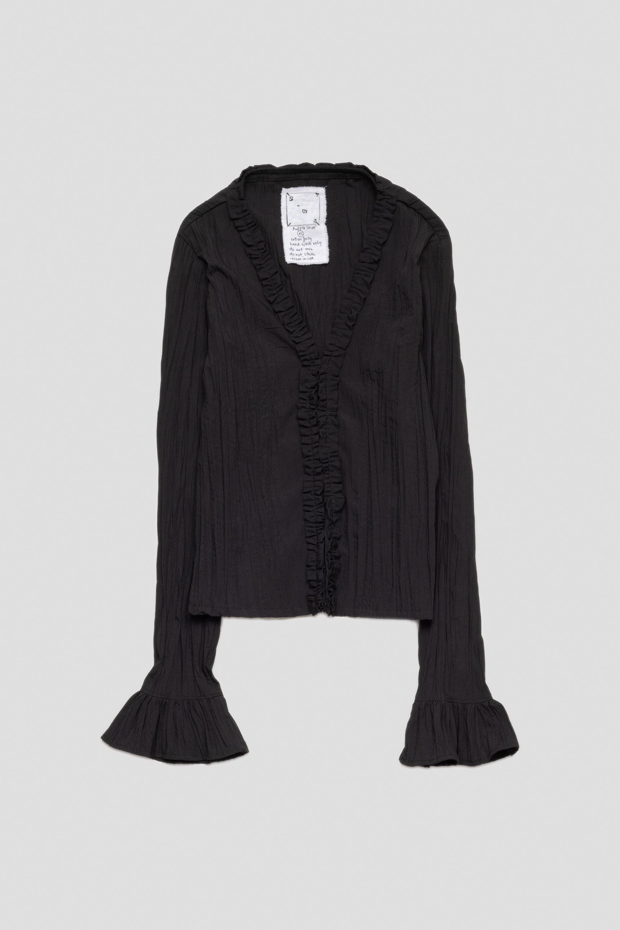 Crinkle Ruffle Shirt Black