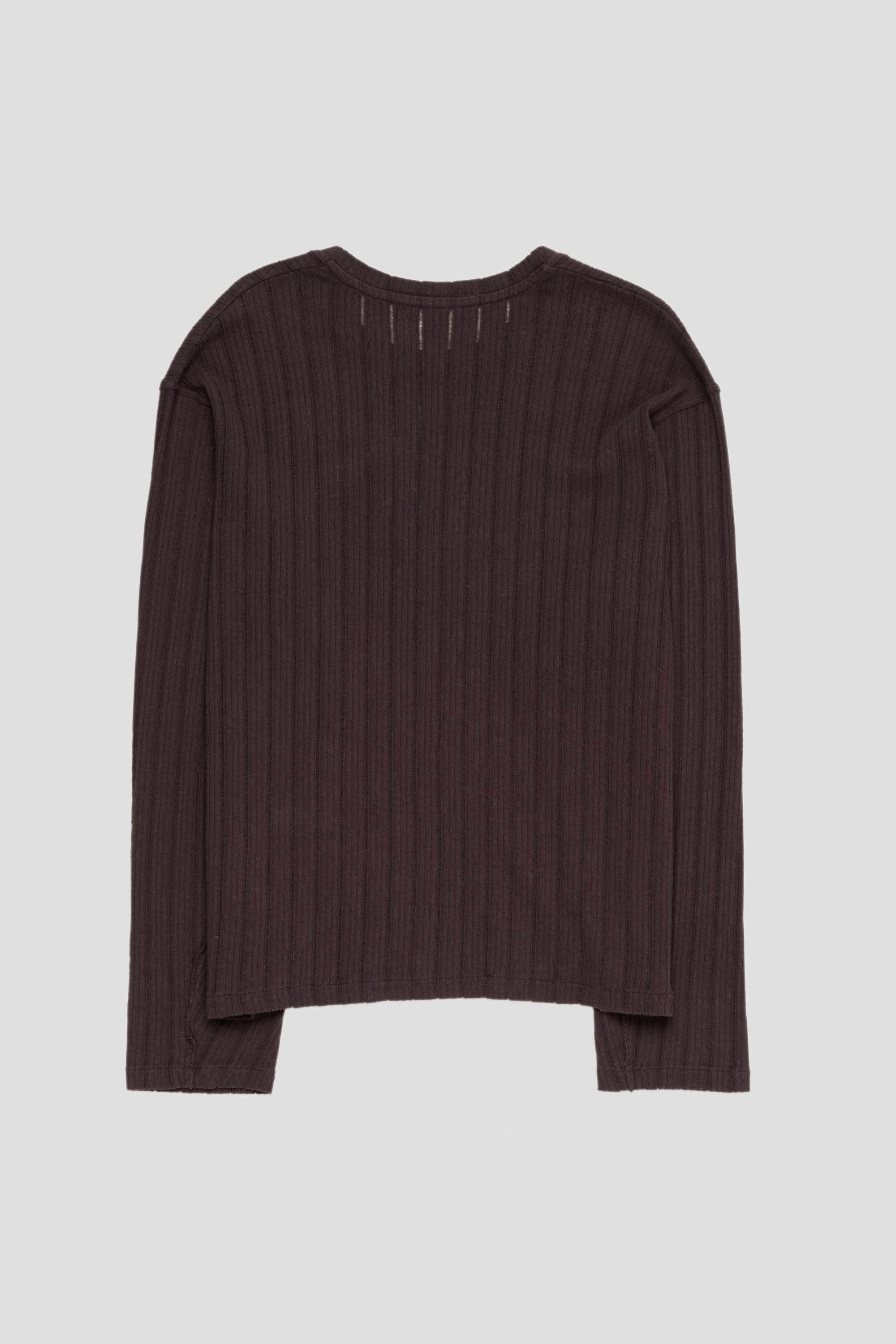 LS Round Neck Brown Rib