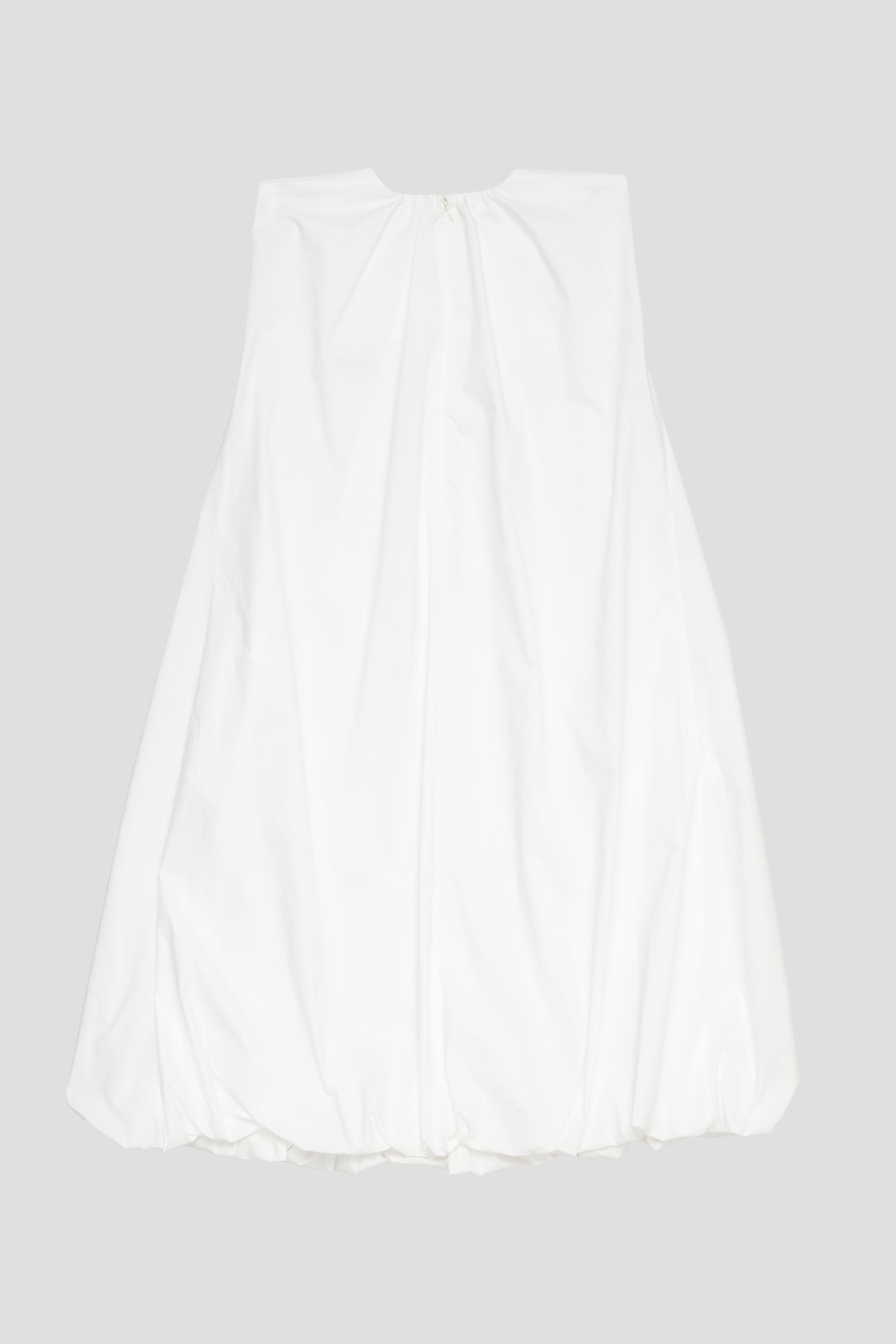 Cotton Volume Shirring Dress White