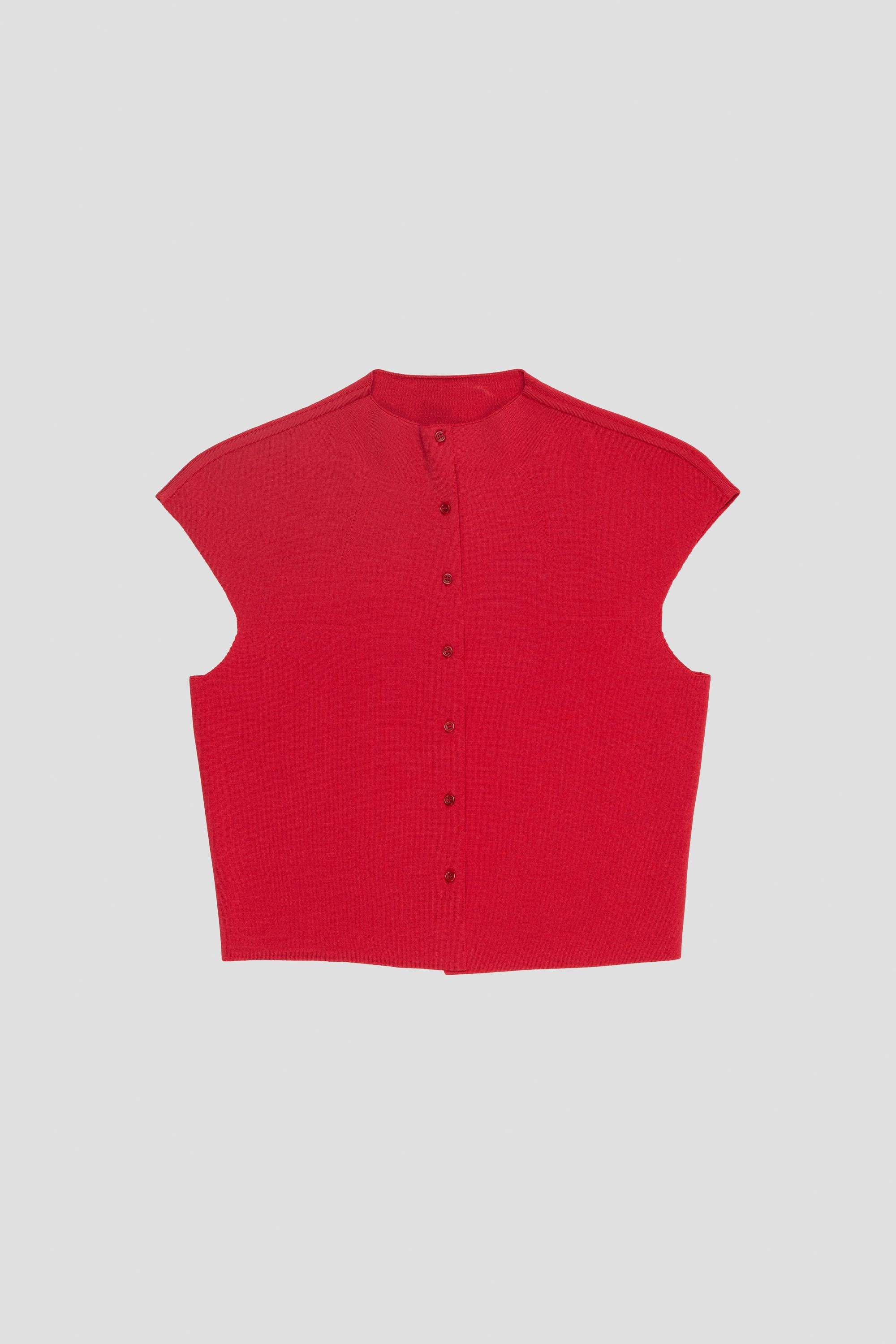 Wholegarment Cap Sleeve Cardigan Red