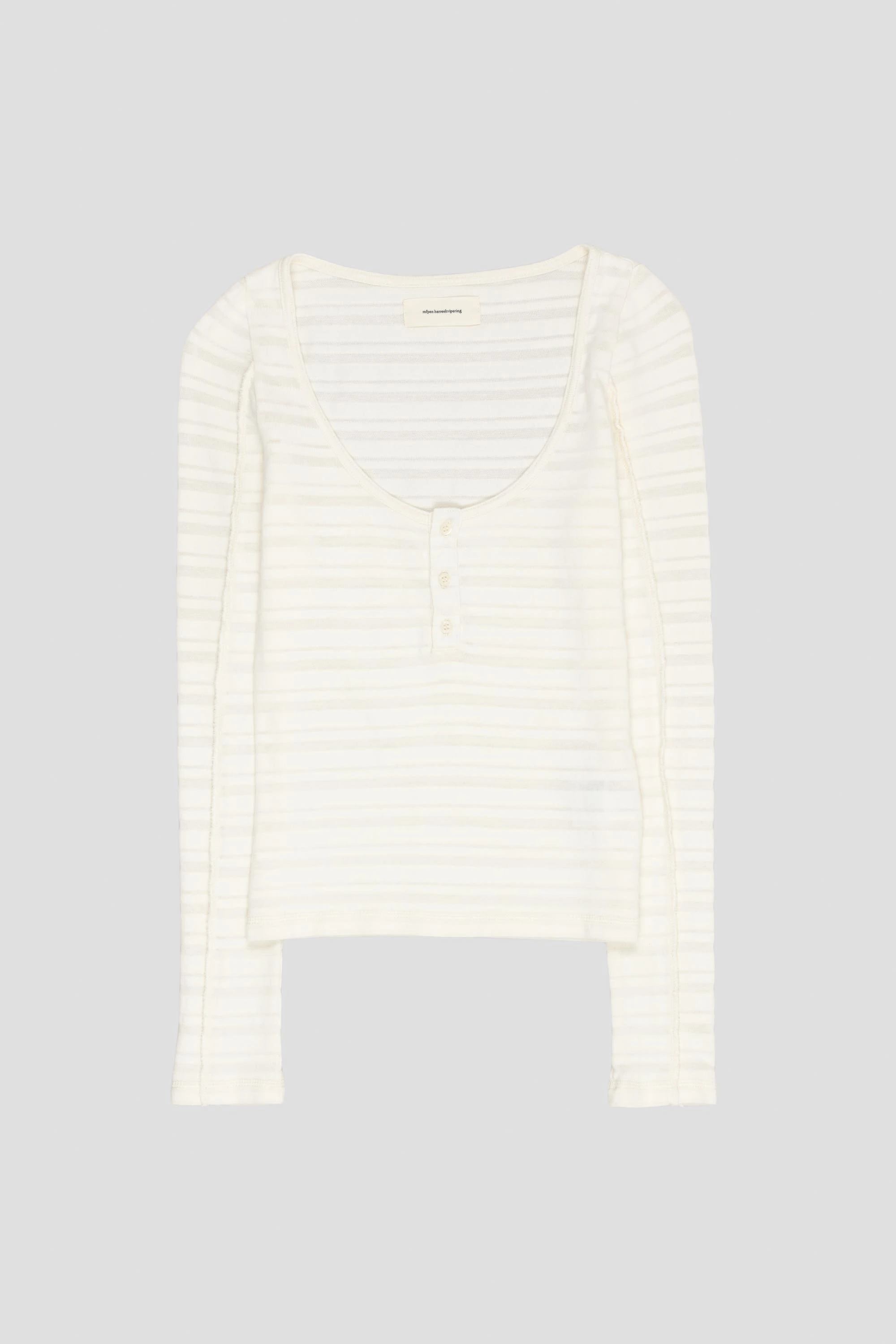 Women's Deep Henley Off White Stripe