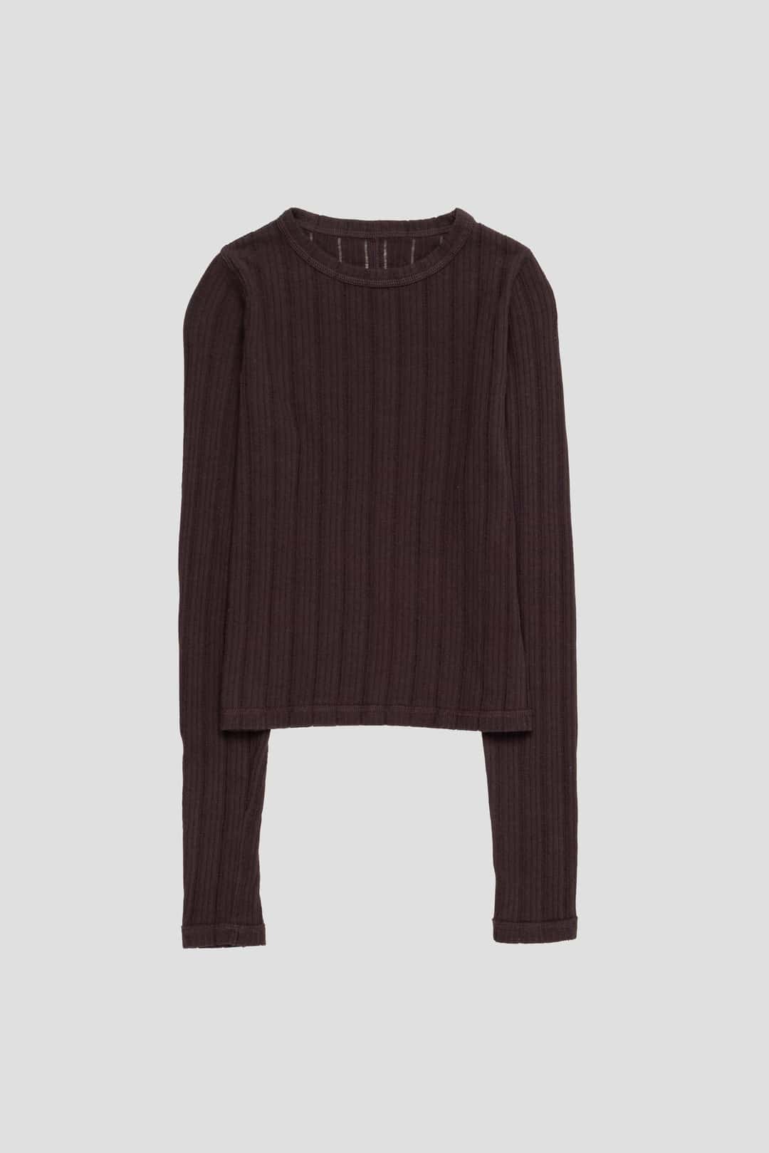 MfpenWomen's LS Round Neck Brown Rib
