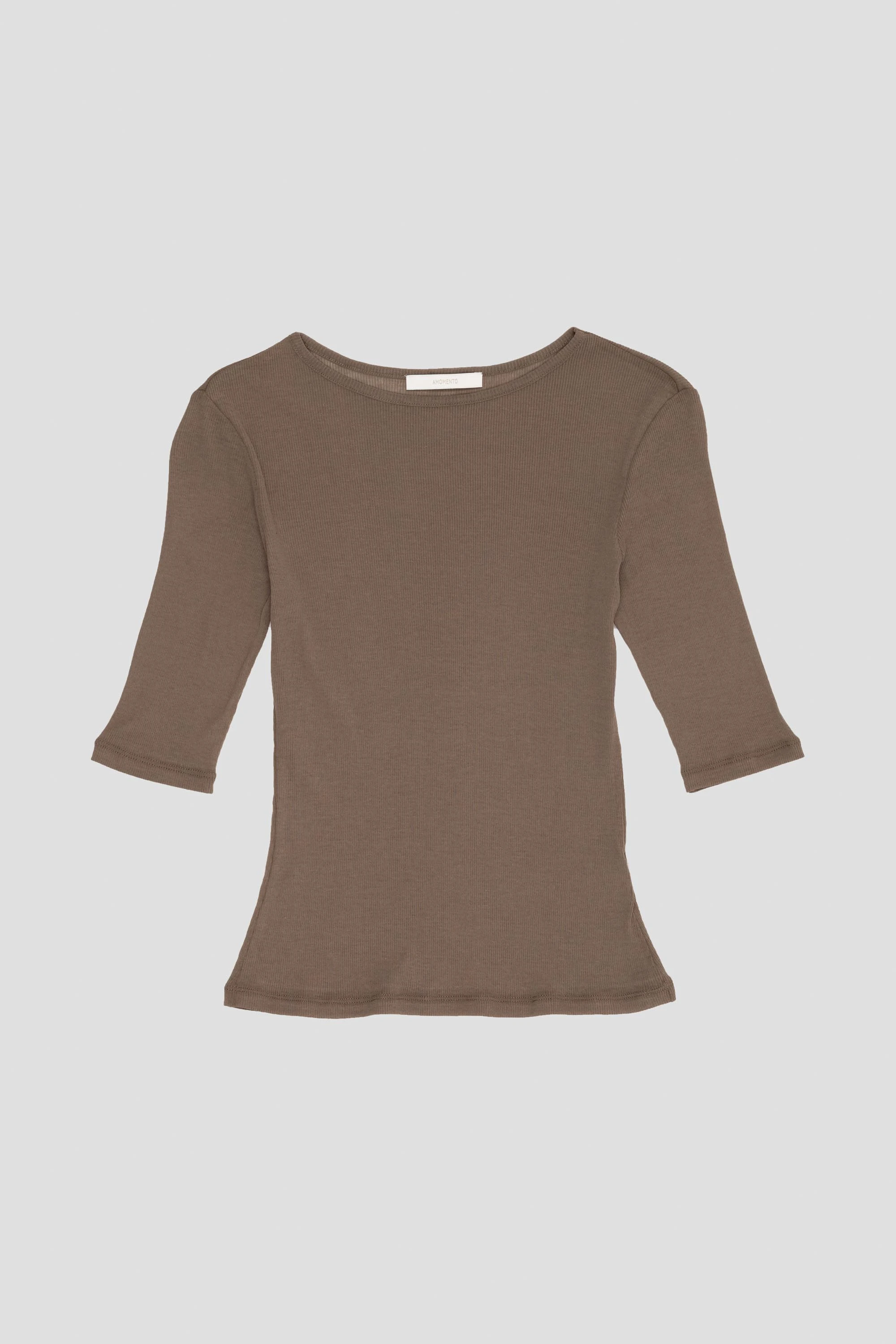 Round Short Sleeve T-Shirt Brown