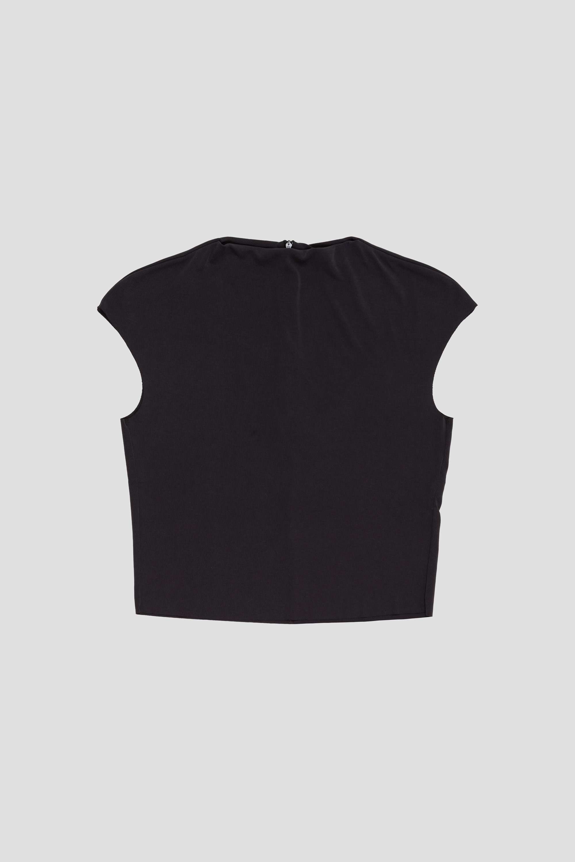 Jersey Mock Neck Top Charcoal