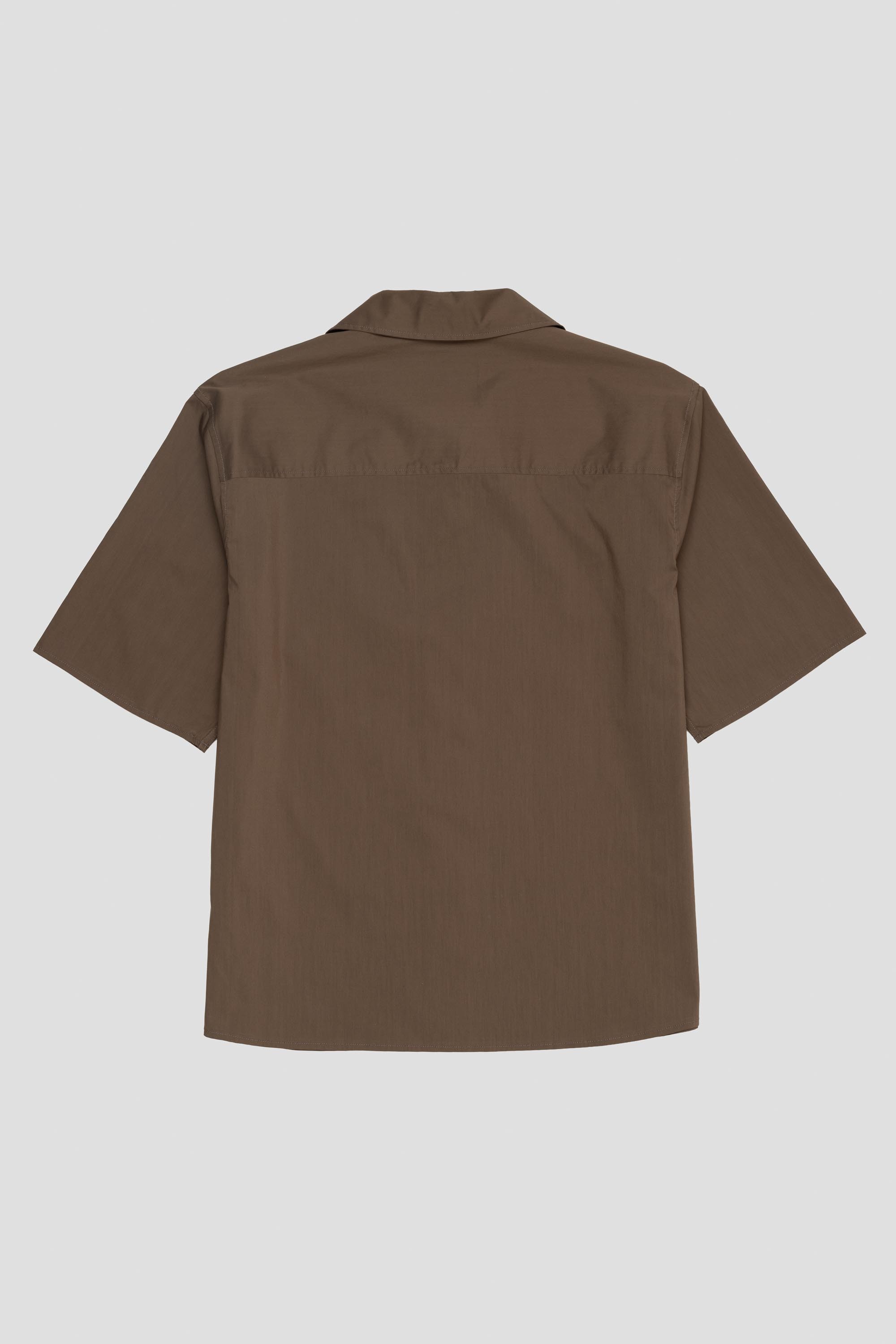 Open Collar Half Shirt Brown