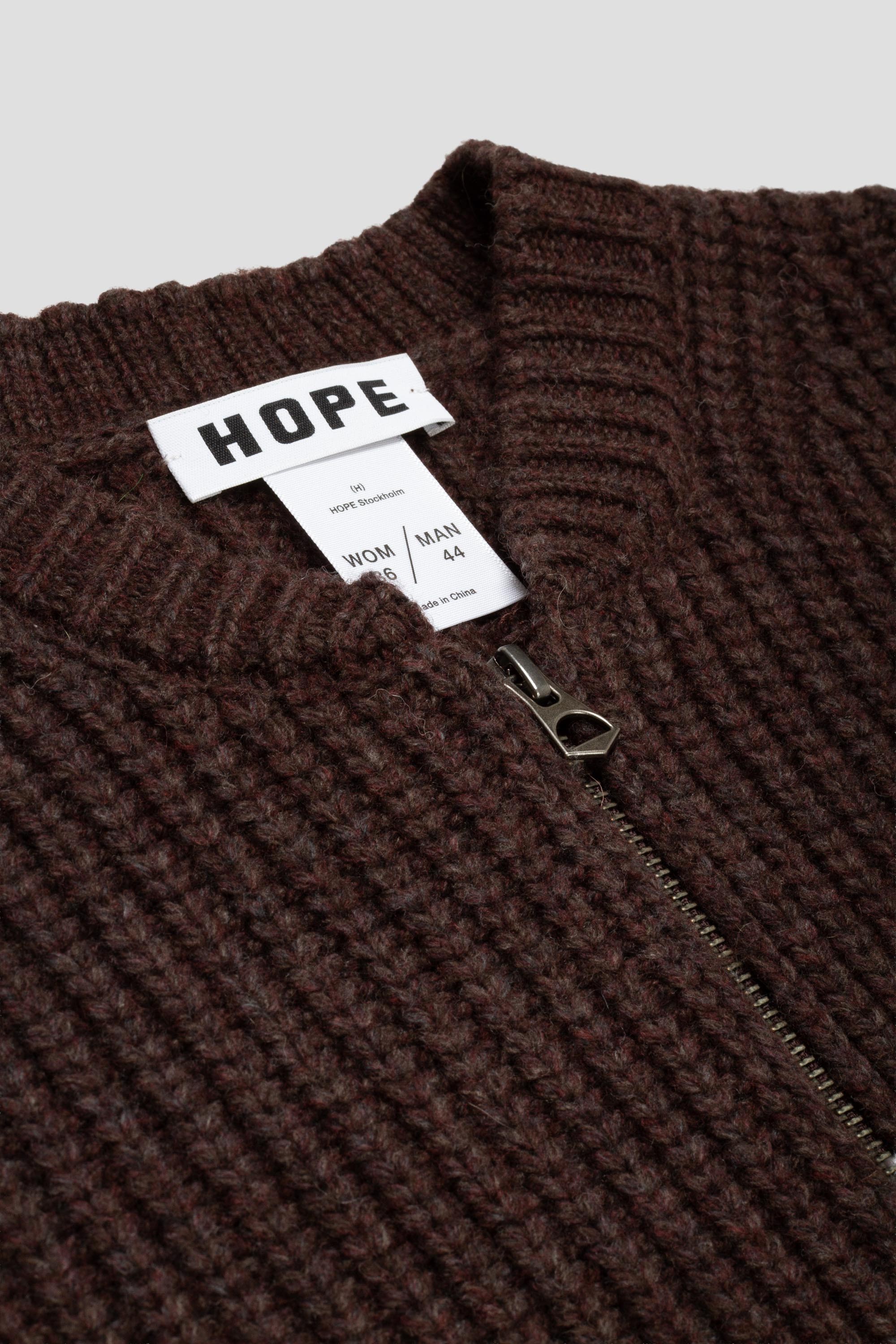 Bomber Cardigan Red Earth Melange Wool