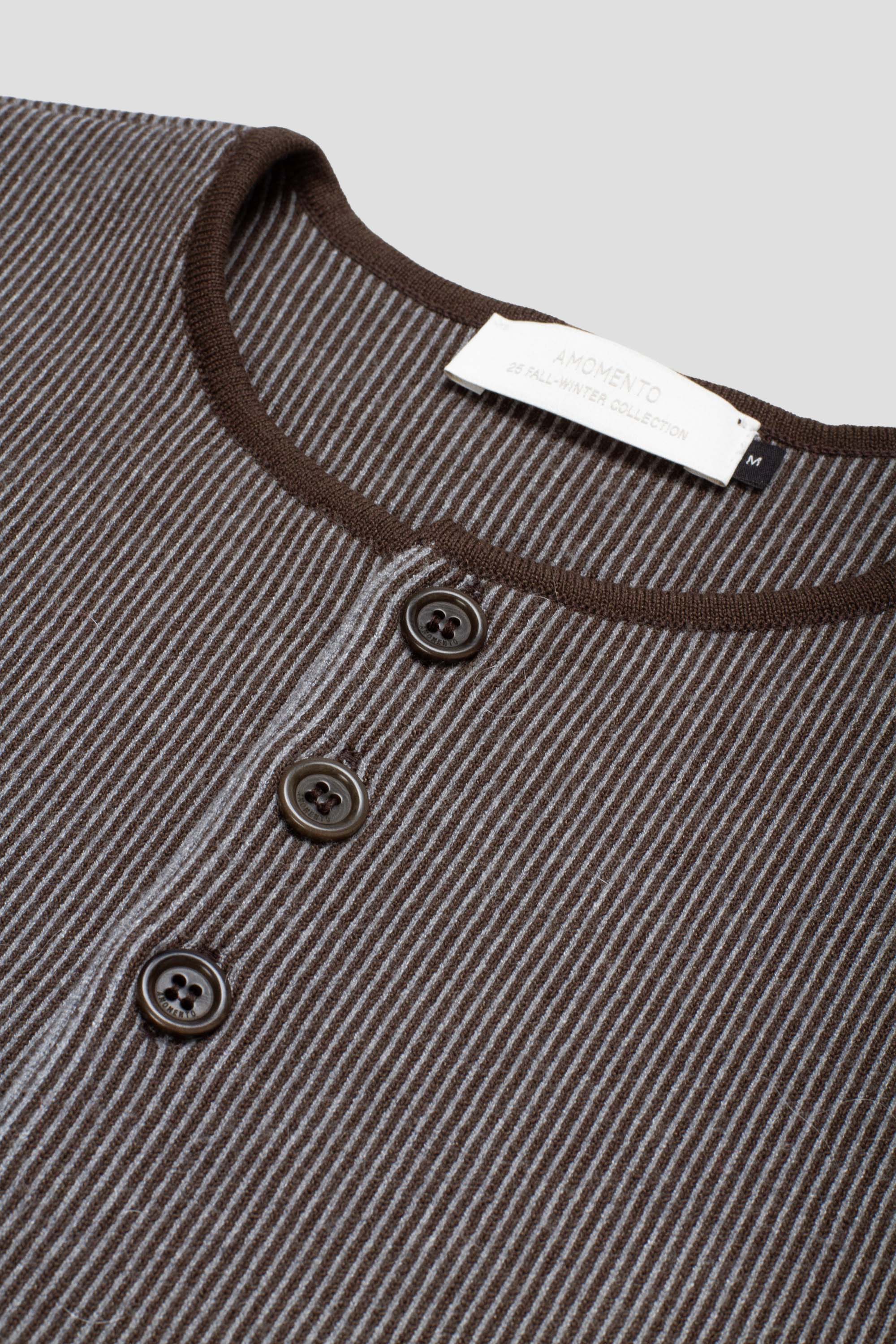 Stripe Button Up Cardigan Brown