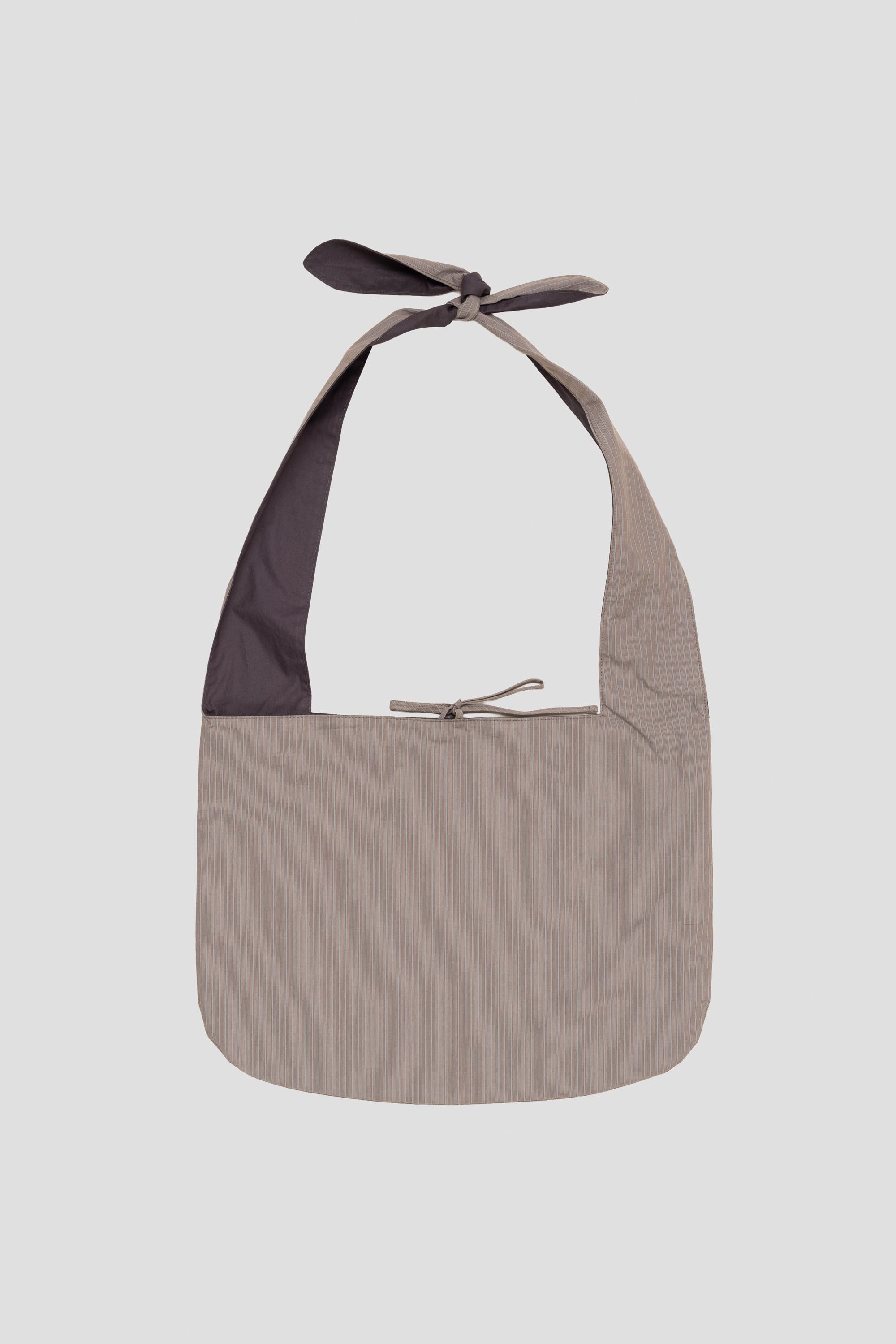 Stripe Large Shoulder Bag Grey