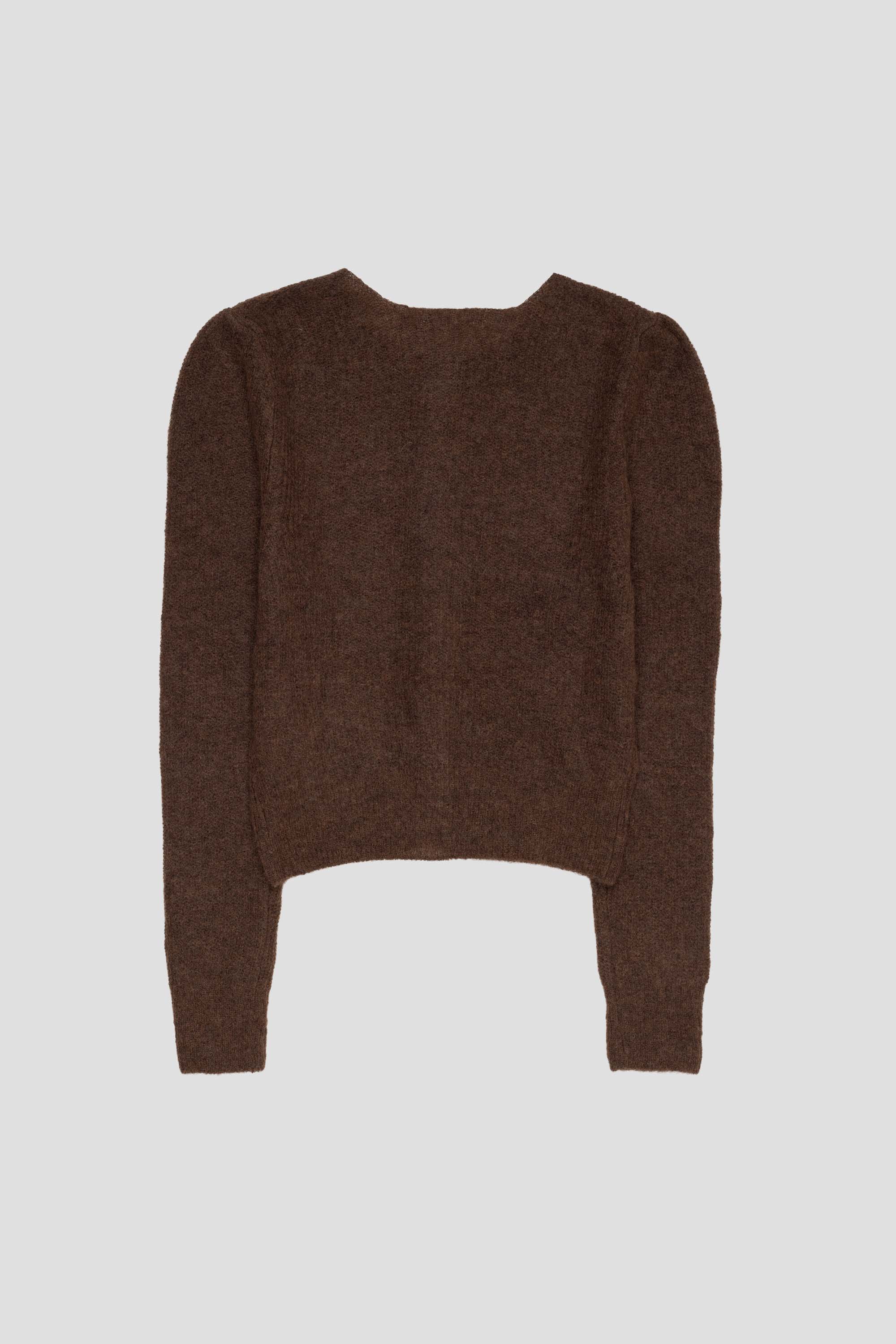 Round Neck Sheer Cardigan Brown