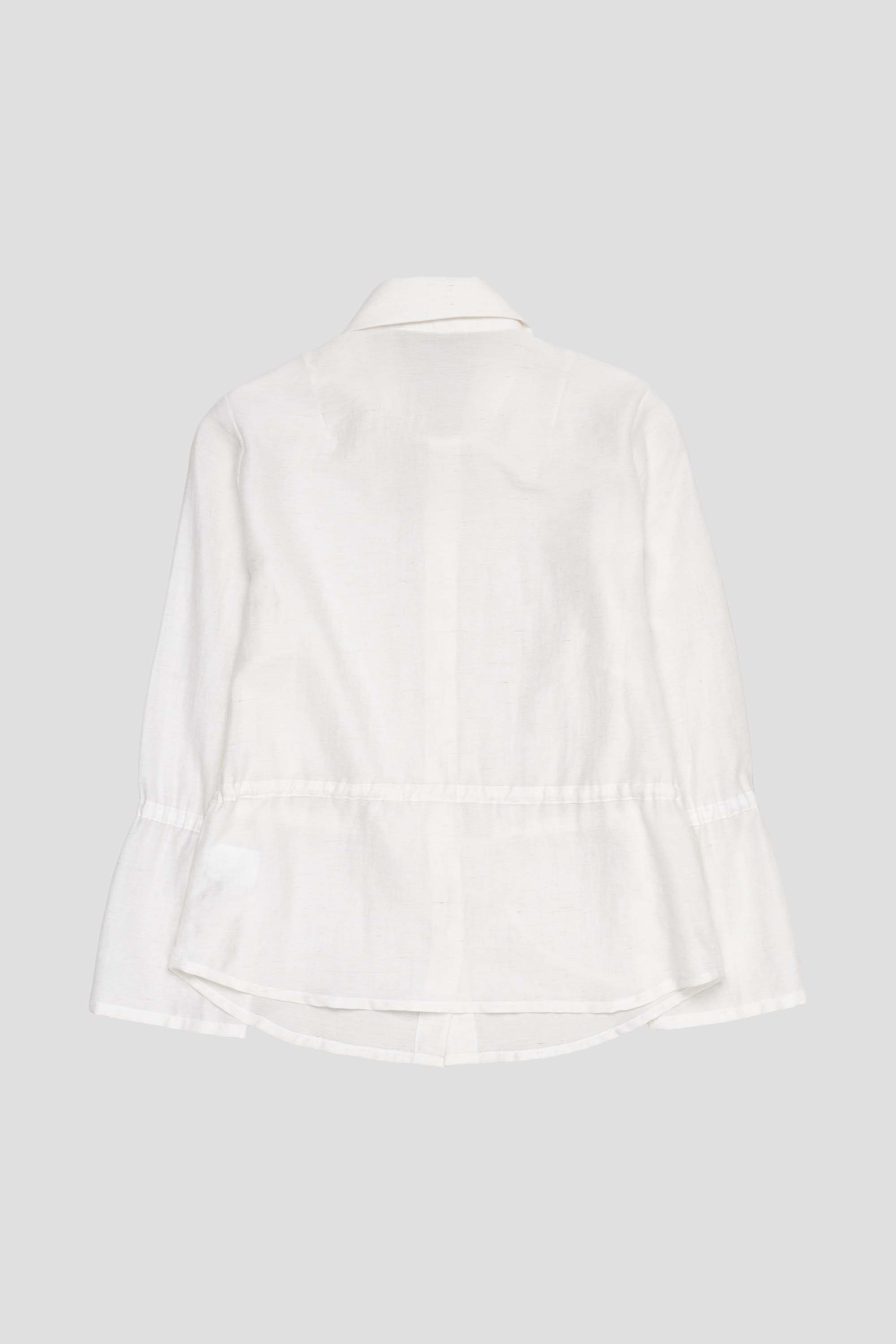 Linen Silk Ruched Shirt White