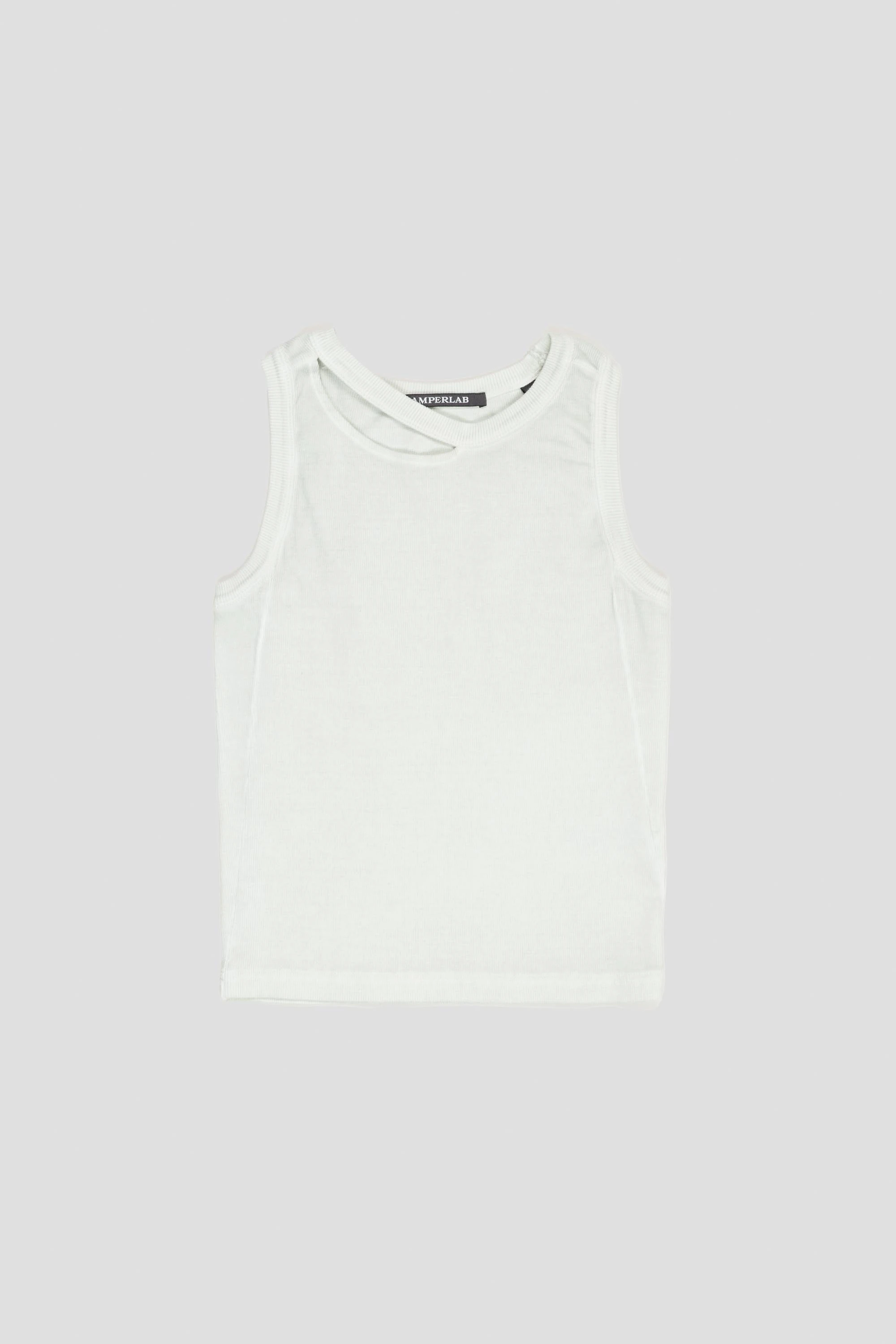 Cut-Out Ribbed Tank Top Light Grey