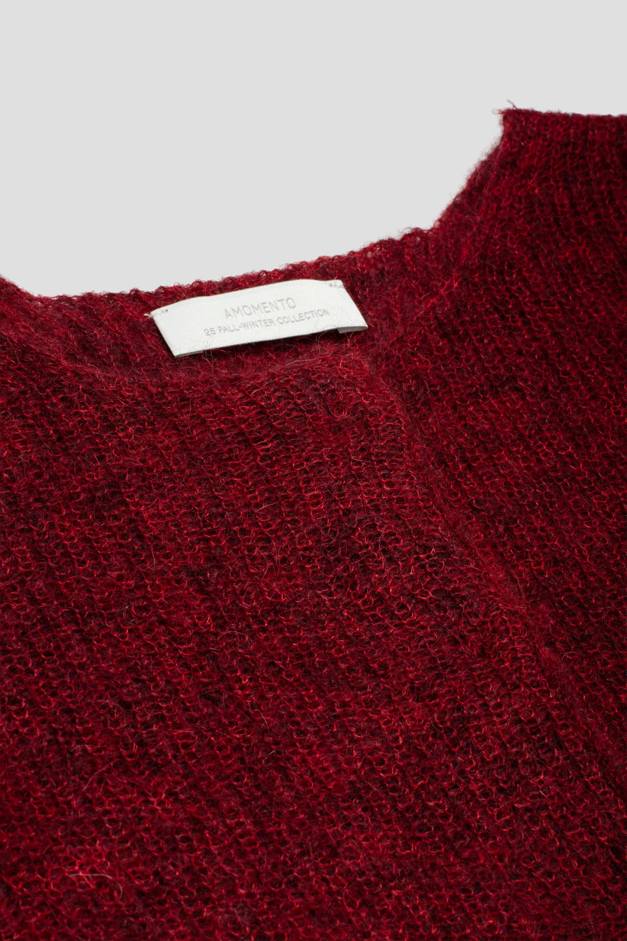 Round Neck Sheer Cardigan Red