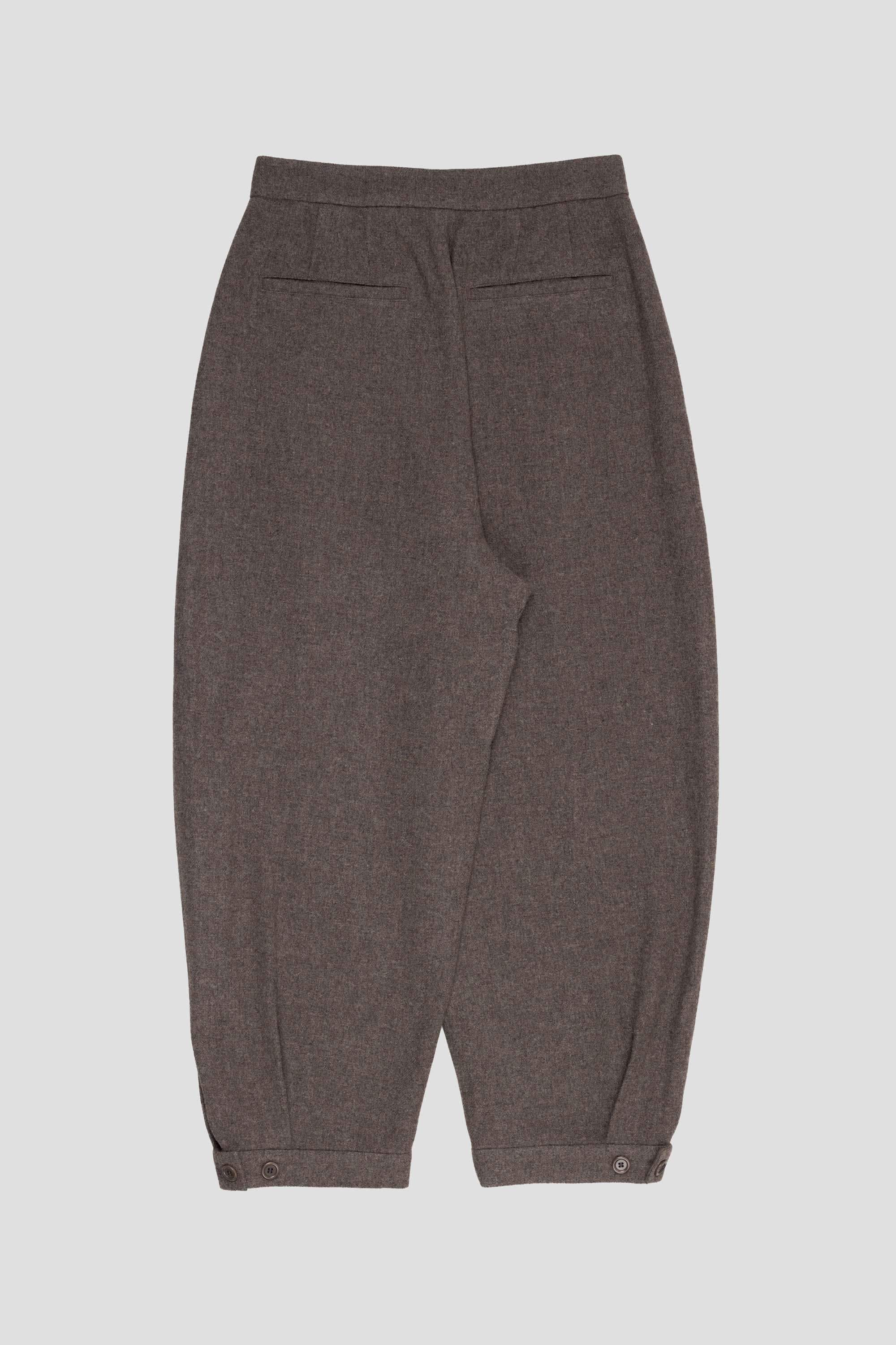 Wool Shirring Pants Light Brown