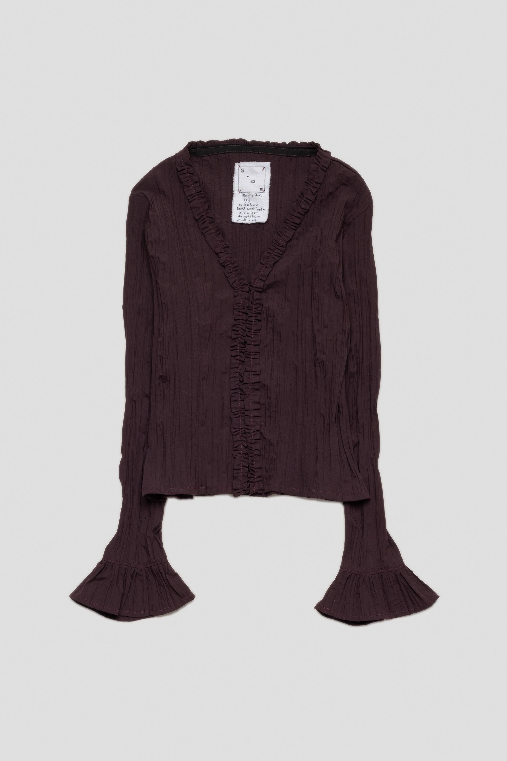 Crinkle Ruffle Shirt Aubergine