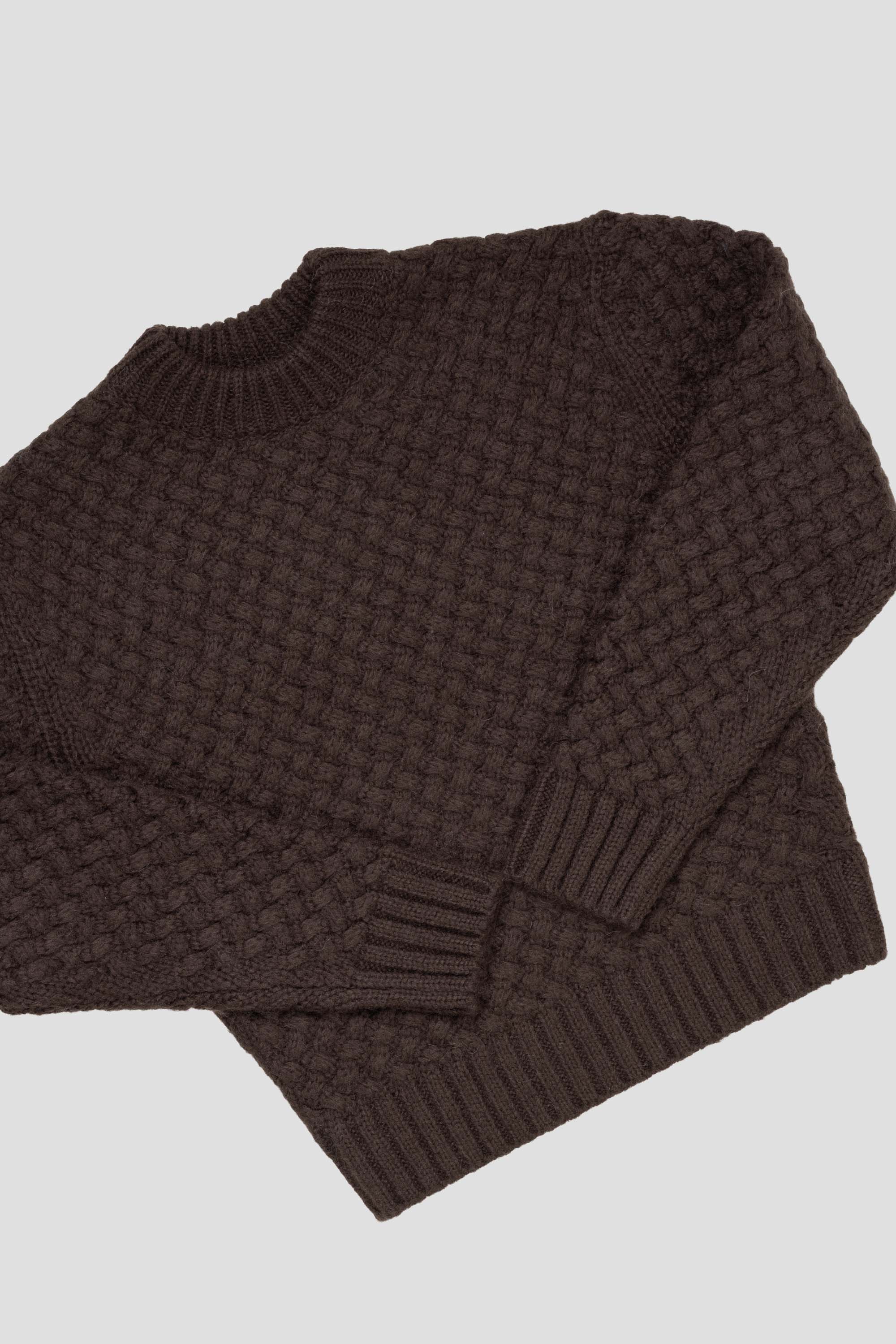 Diagonal Cable Pullover Brown