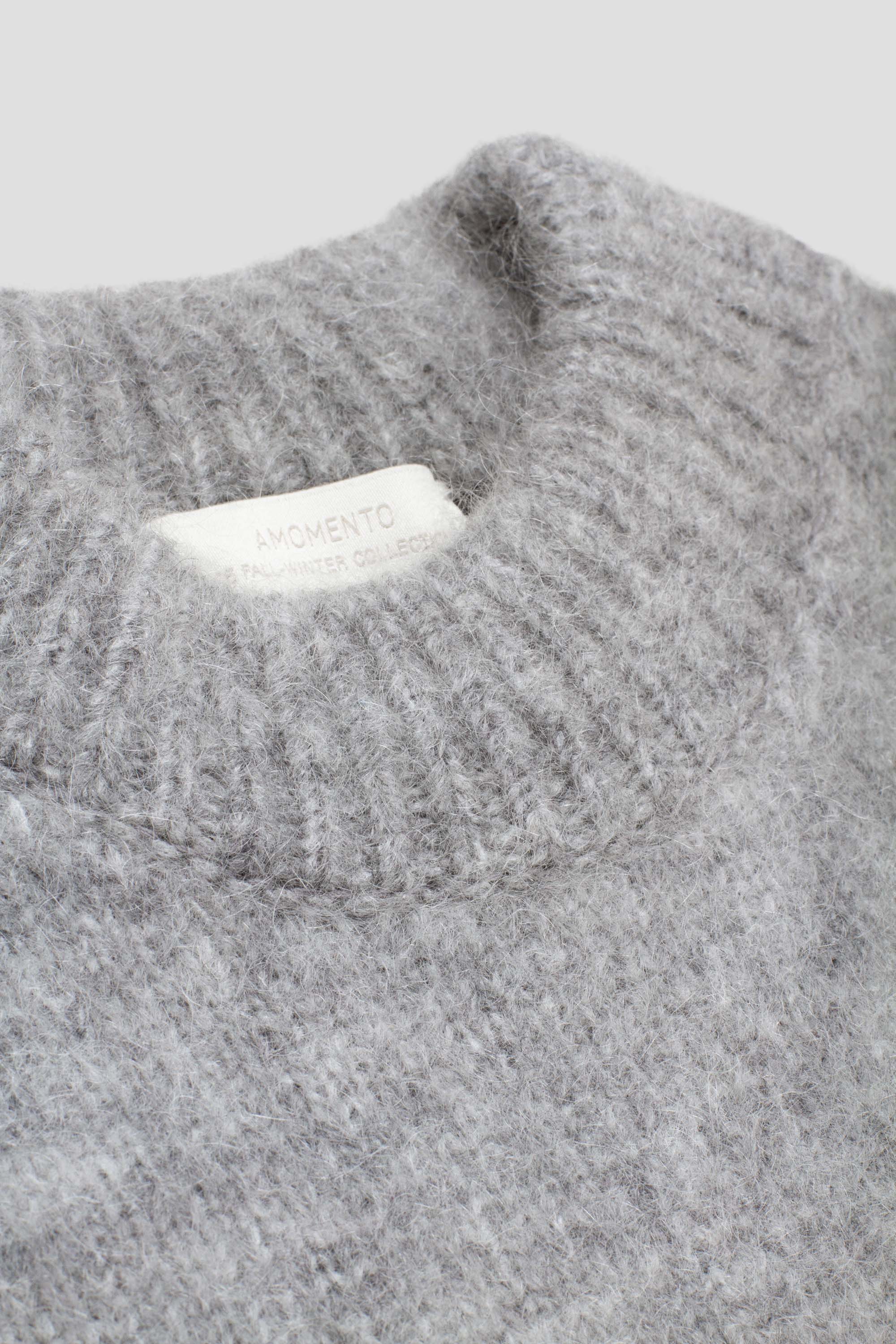 Hairy Rounded Pullover Melange Grey