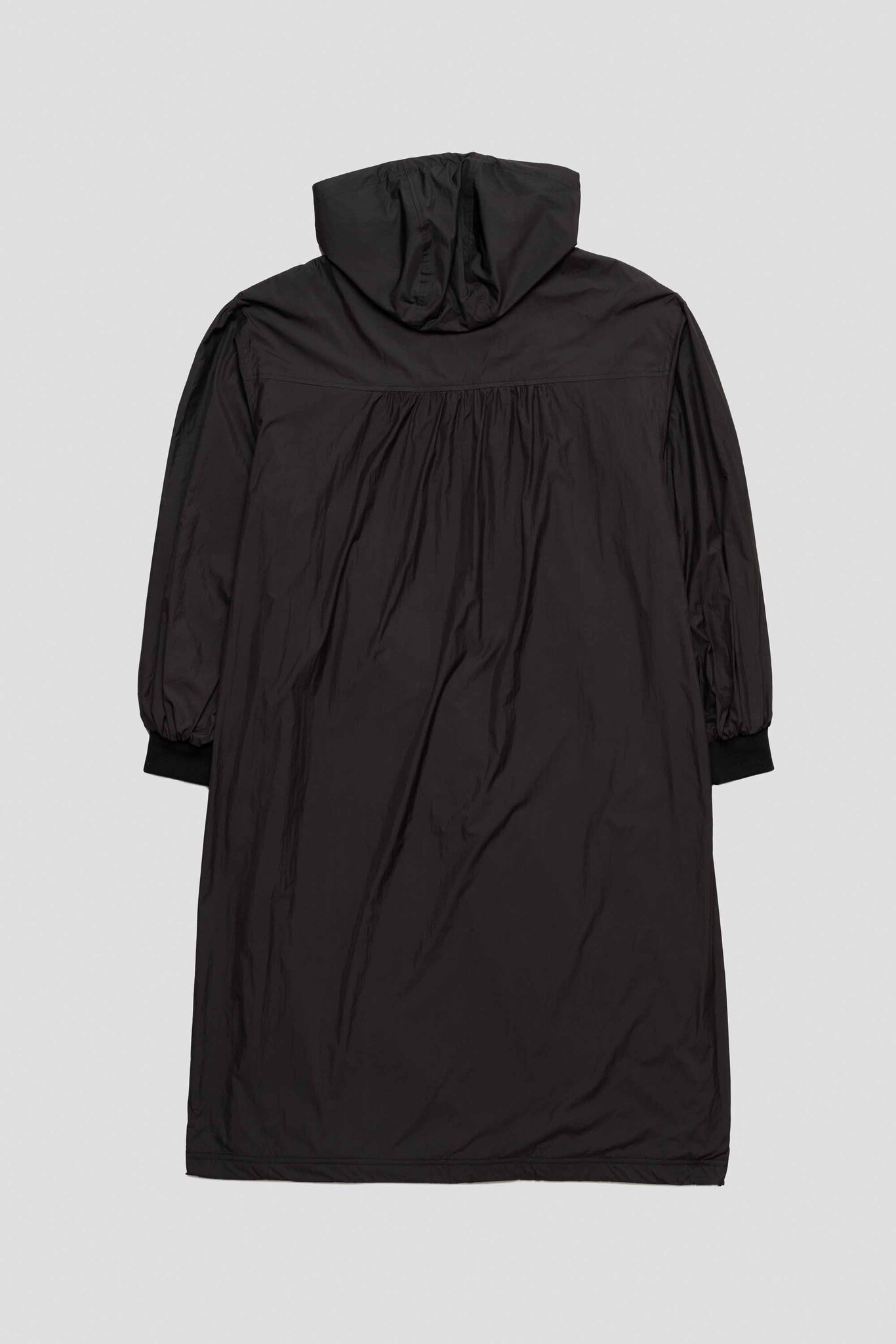 Shirring Hoodie Dress Black