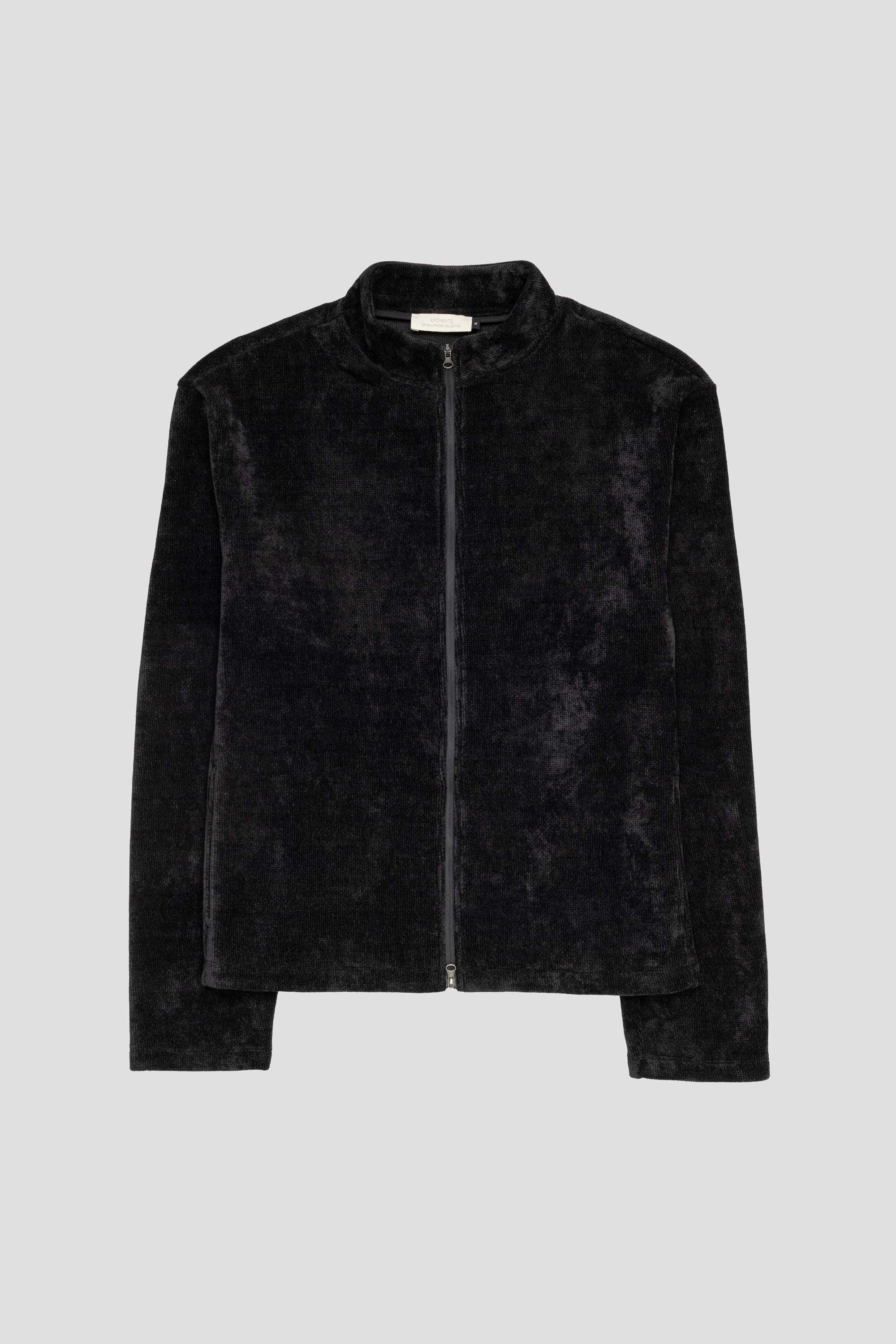 Velvet Zip Up Jumper Black