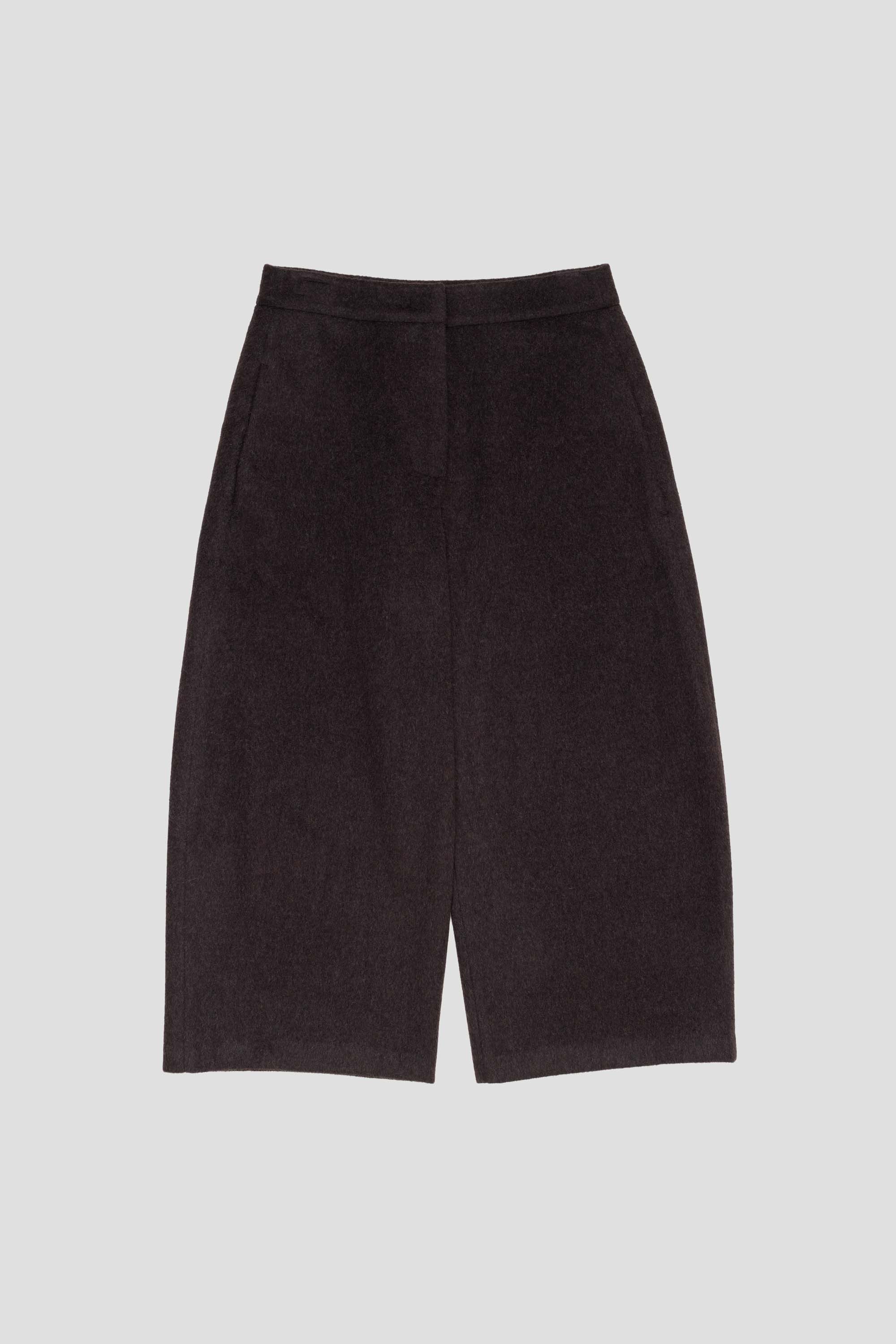 Curved Culotte Pants Dark Brown