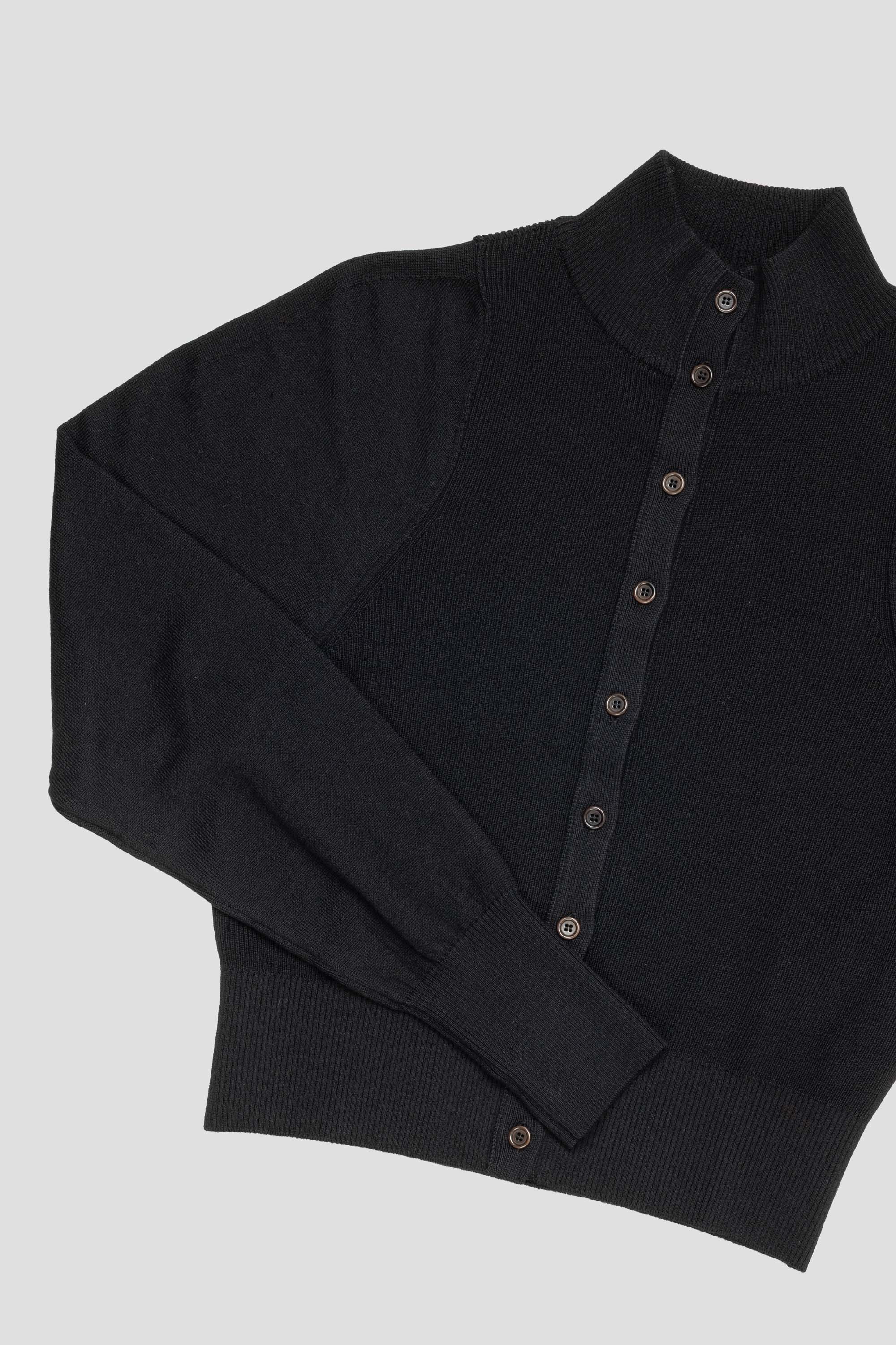 Blocking Button Up Cardigan Black