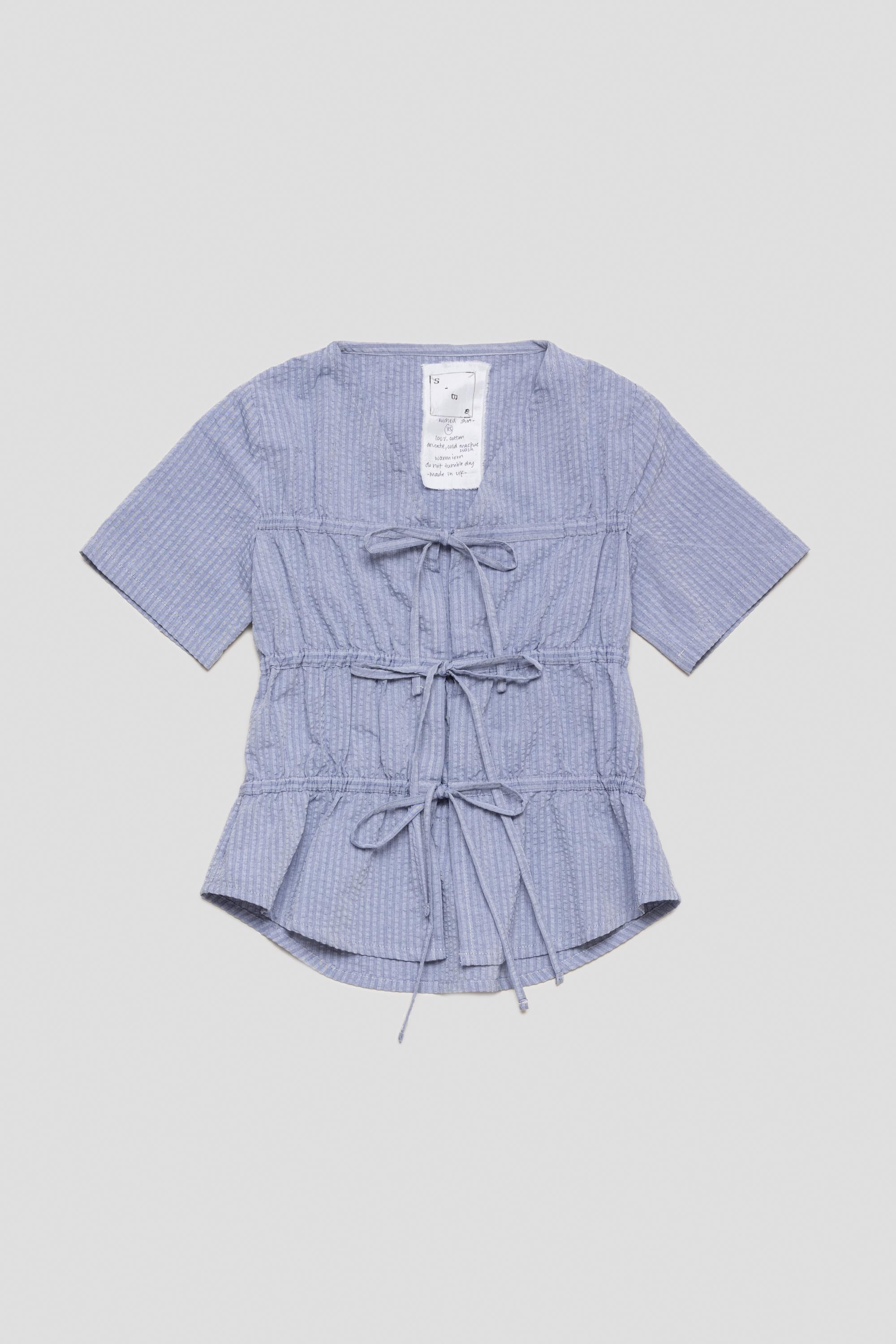 Ruched Shirt Blue/Silver