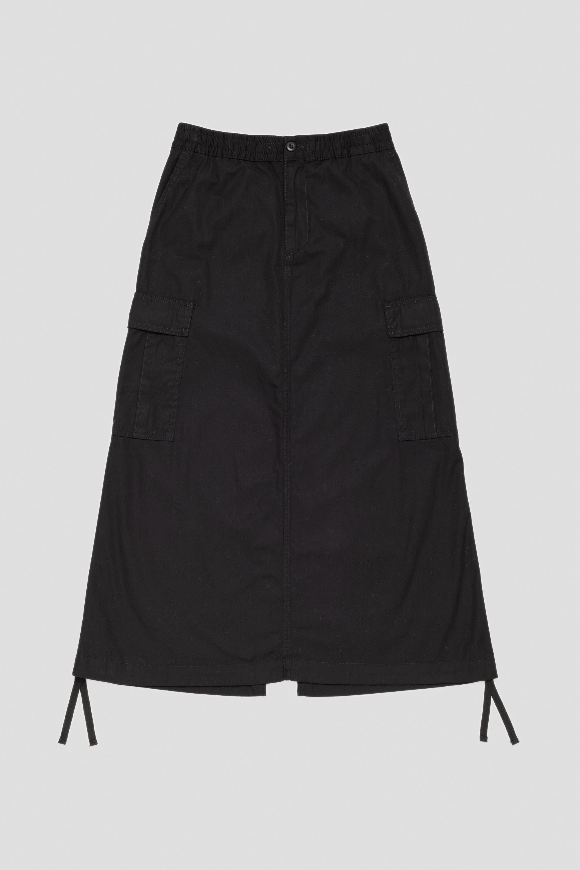 Women's Cargo Skirt Long Black Rinsed