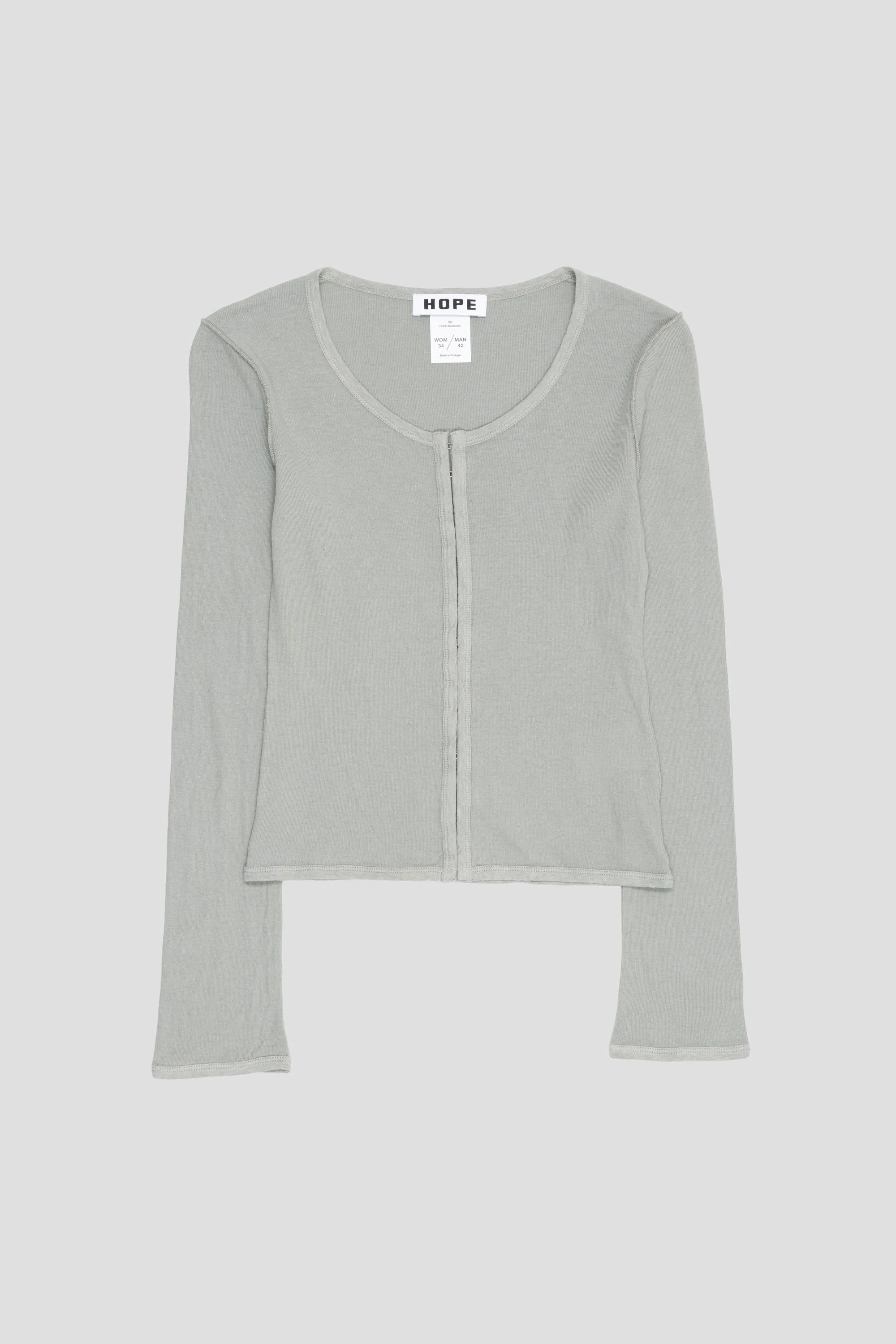 Angel Cardigan Sage Grey Hemp Rib