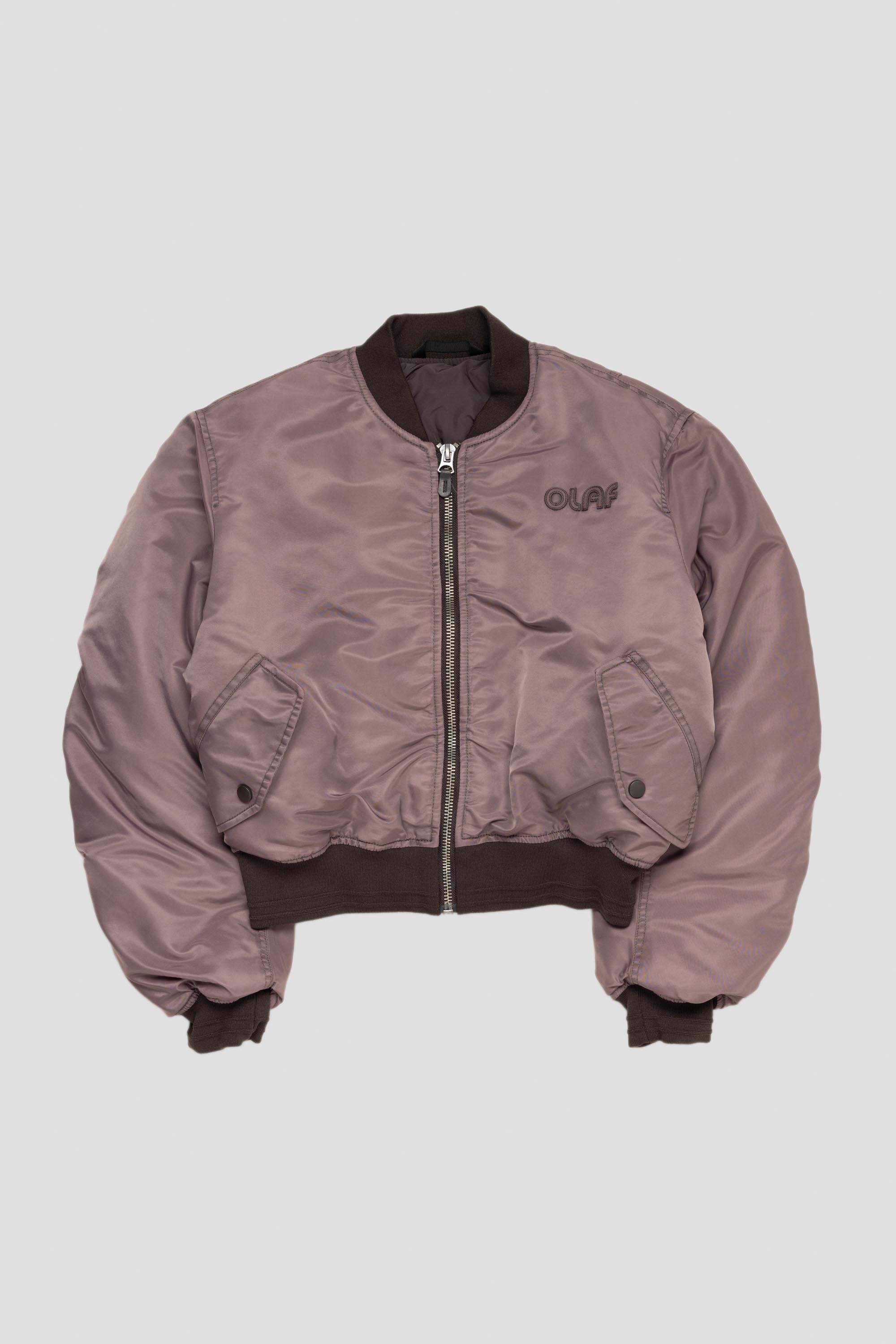 Women's Retro Logo Bomber Jacket Dark Brown