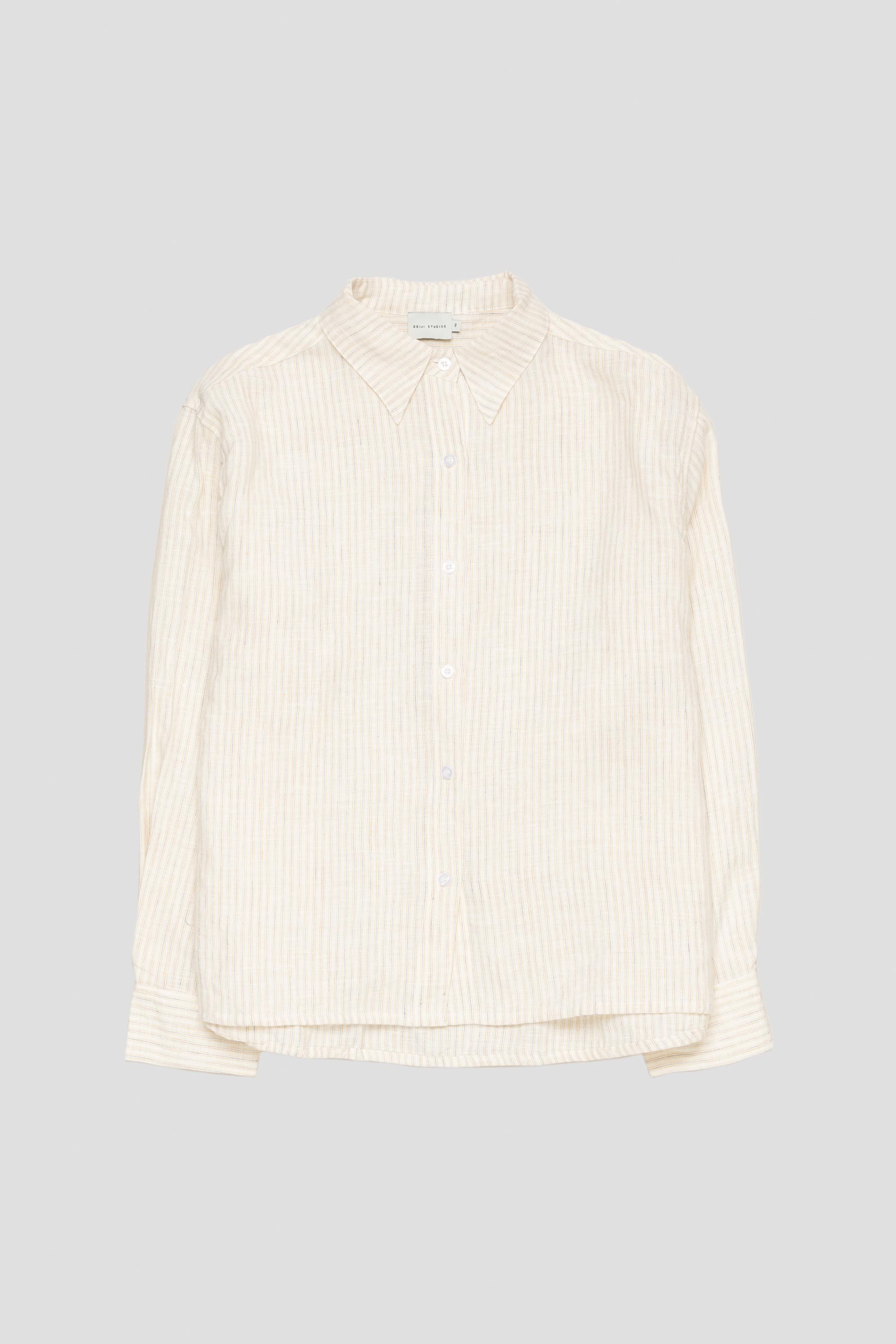 Tie Split Shirt Linen Story Stripe