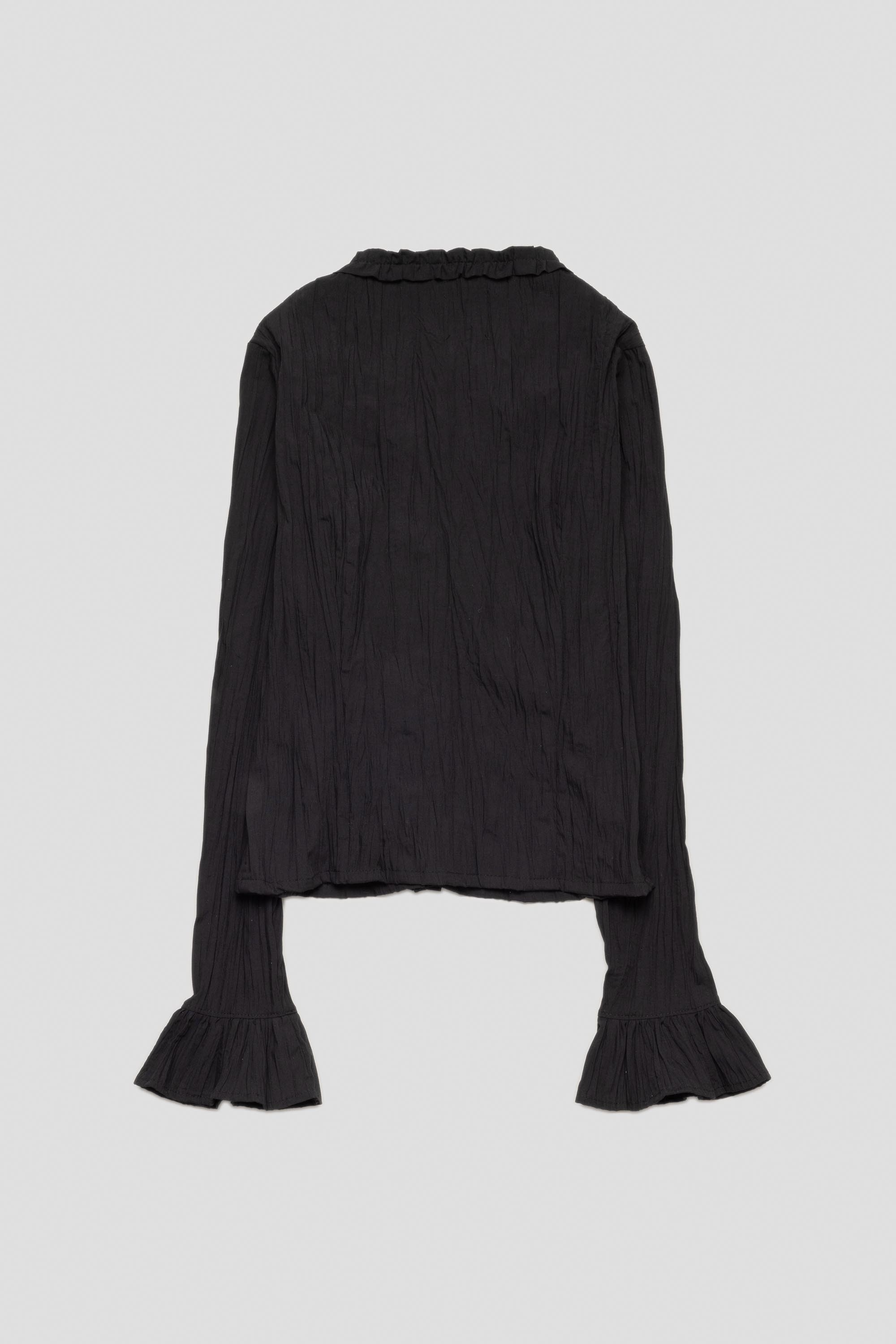 Crinkle Ruffle Shirt Black