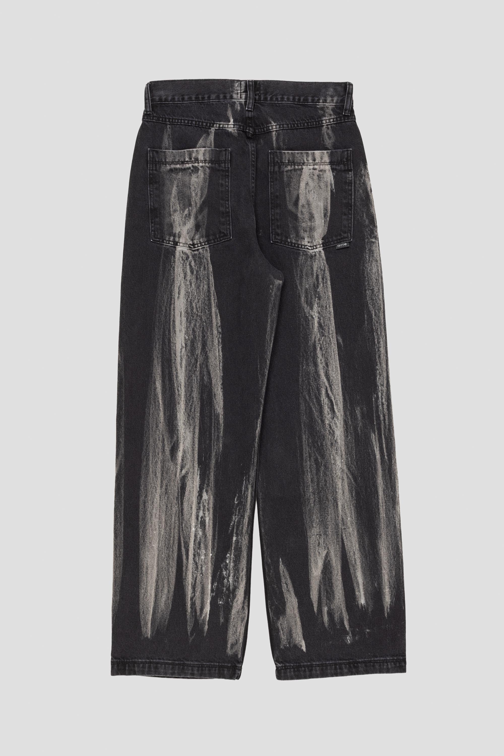 Washed Jeans Pants Black Denim