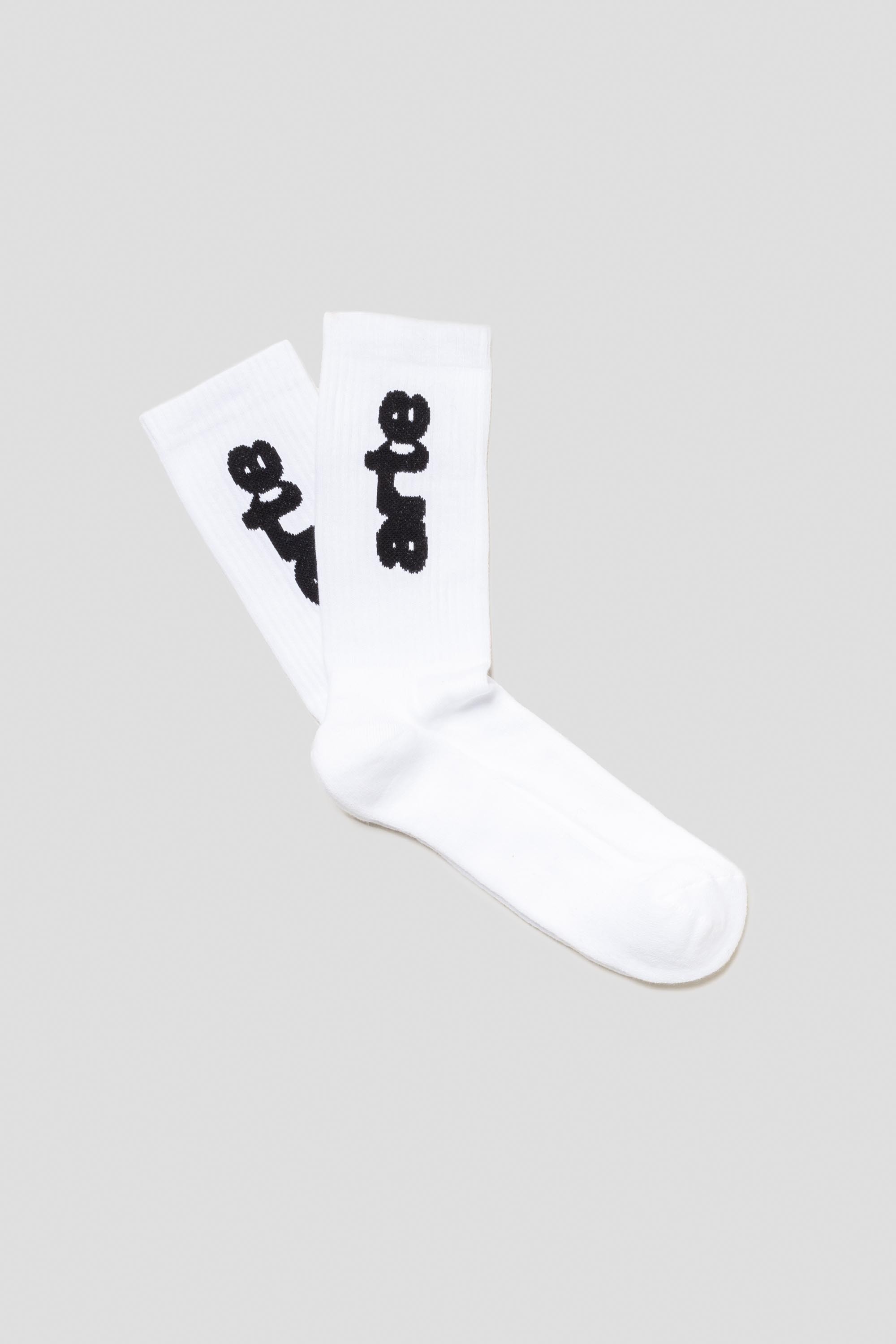 Blurred Vertical Socks White