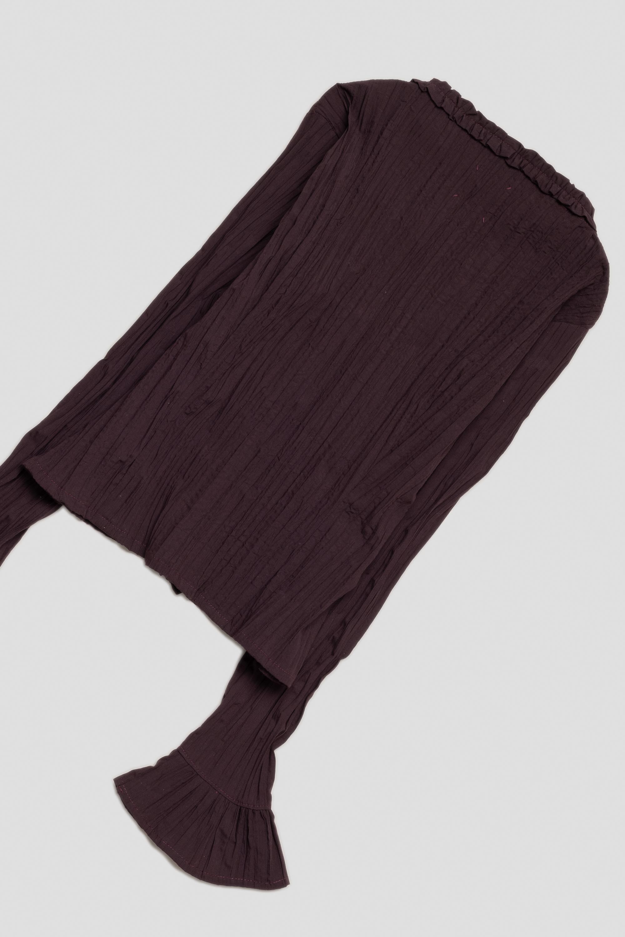 Crinkle Ruffle Shirt Aubergine