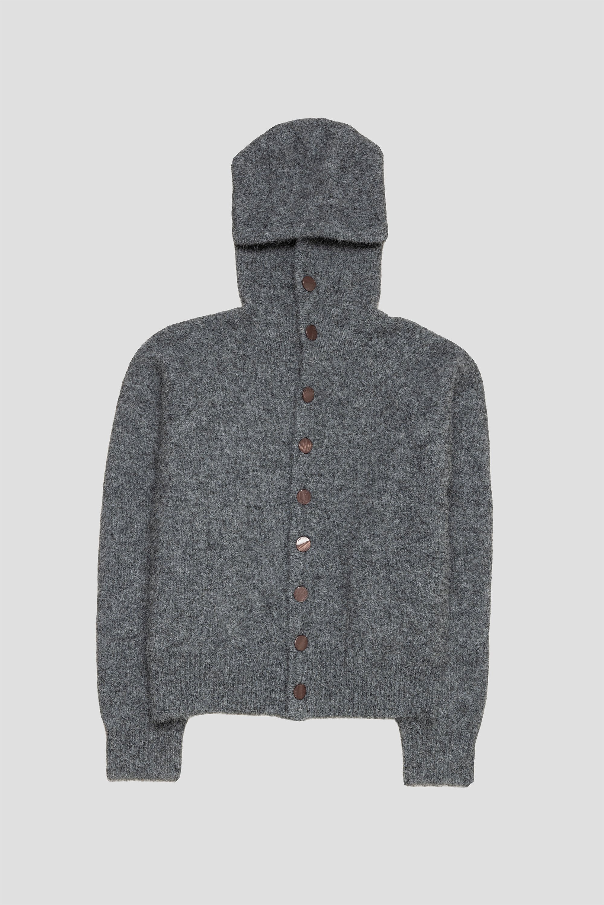 Mohair Button Hoodie Stone