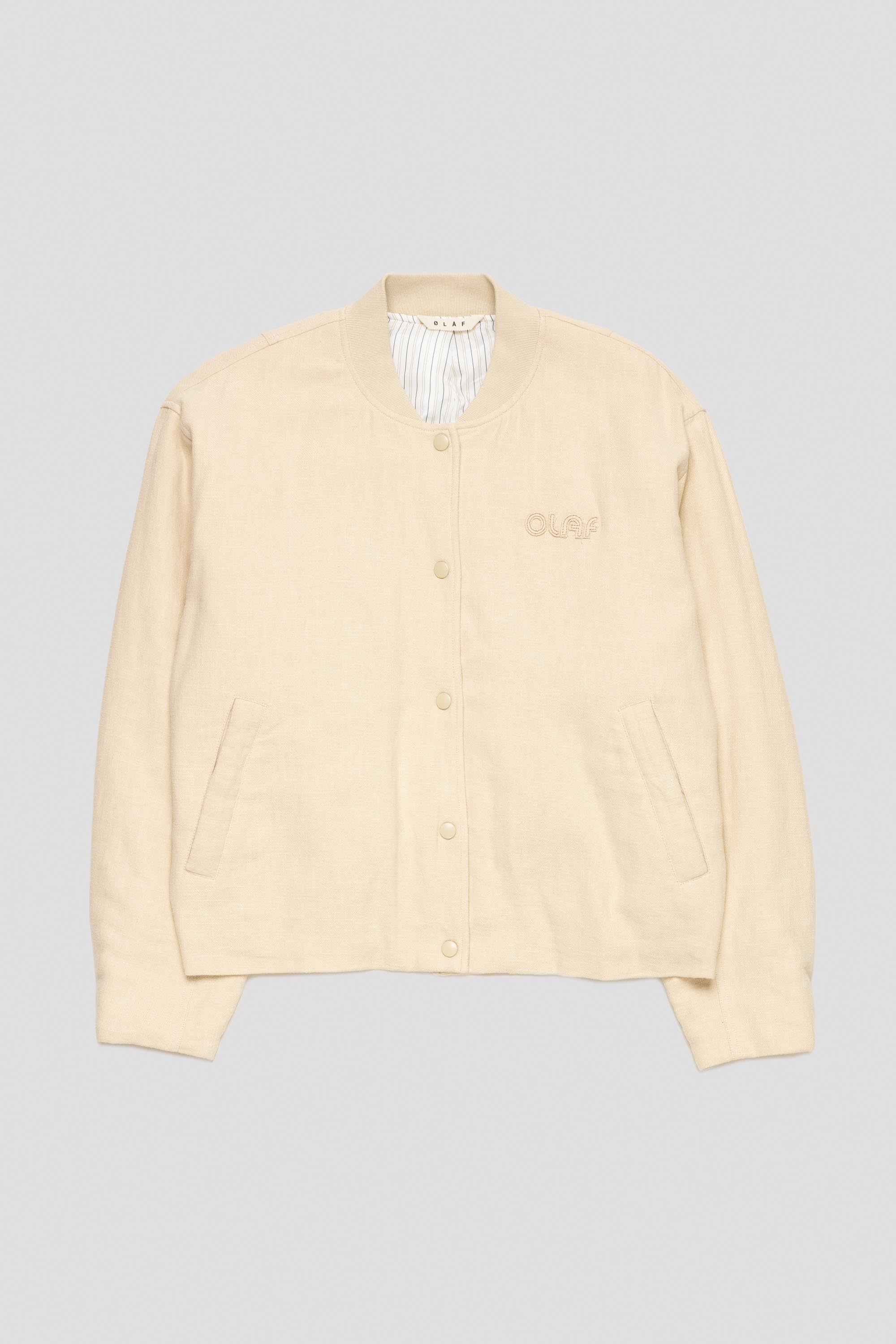 Women's Linen Bomber Oatmeal