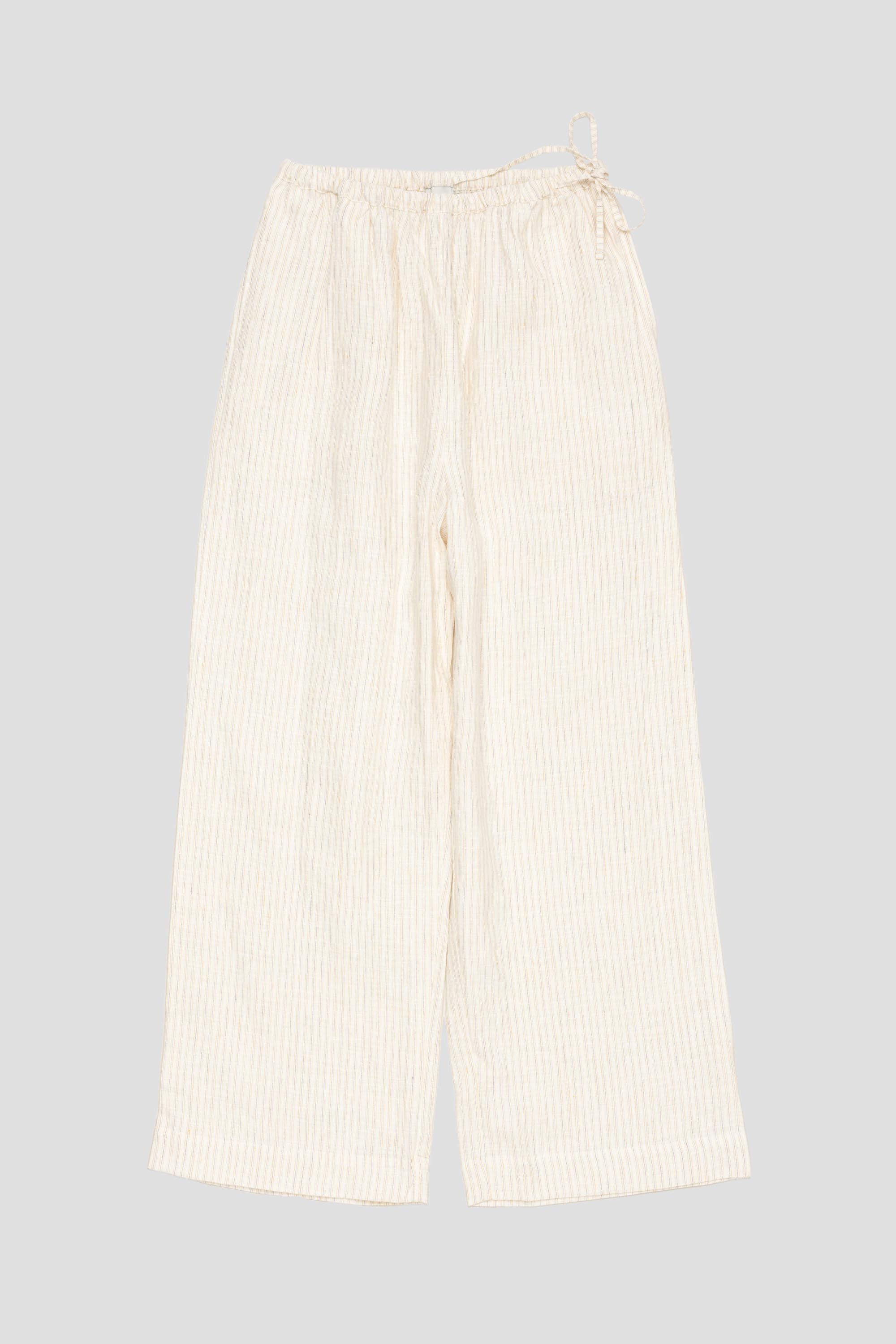 Tie Split Pants Linen Story Stripe