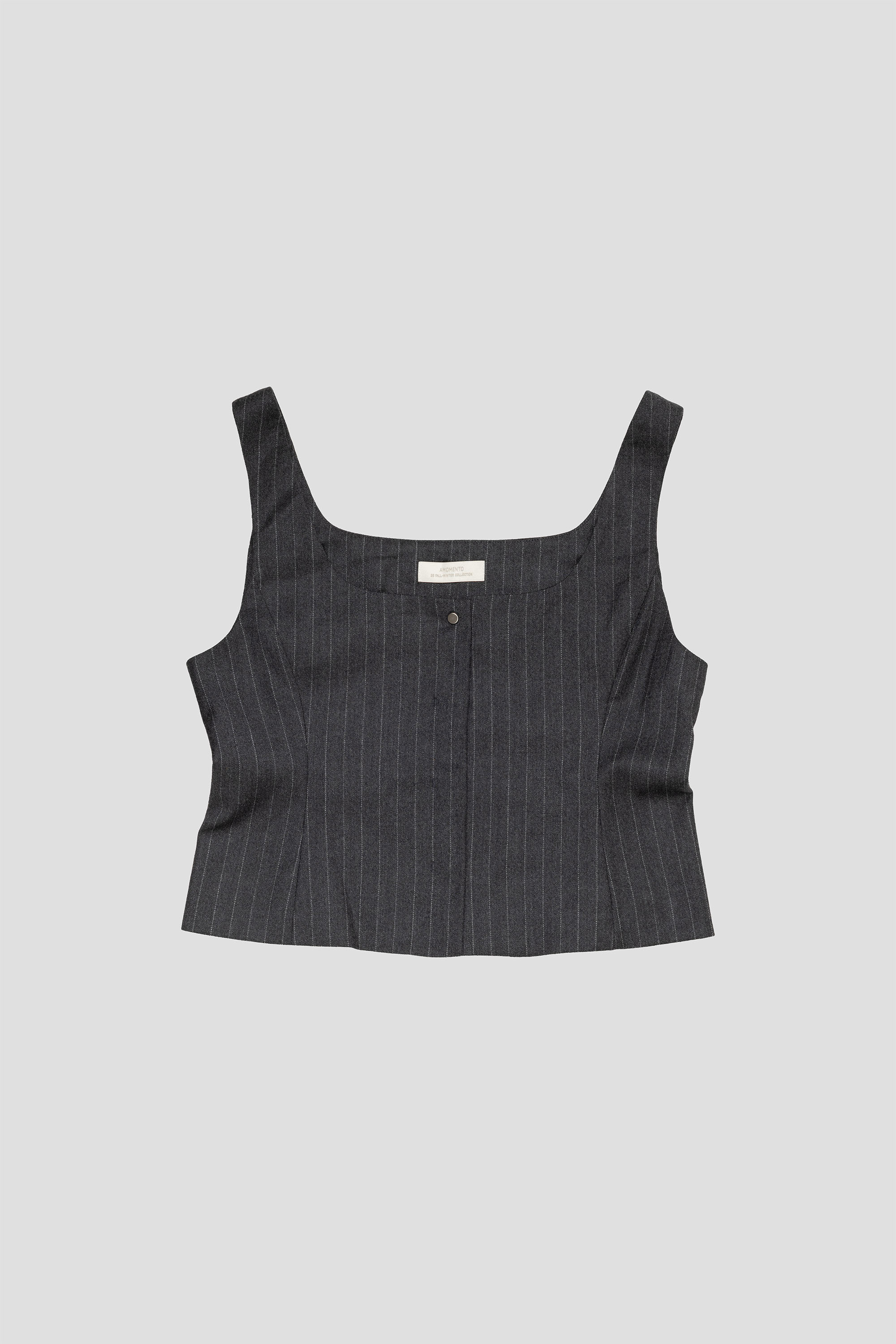 Wool Snap Button Down Vest Stripe