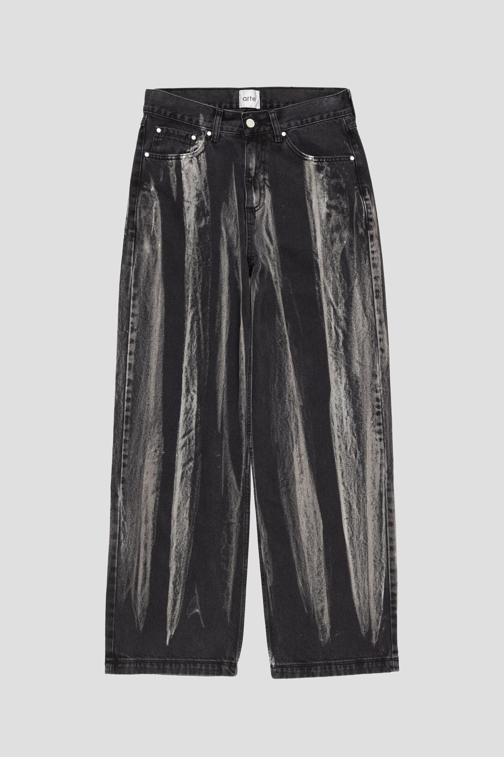 Washed Jeans Pants Black Denim