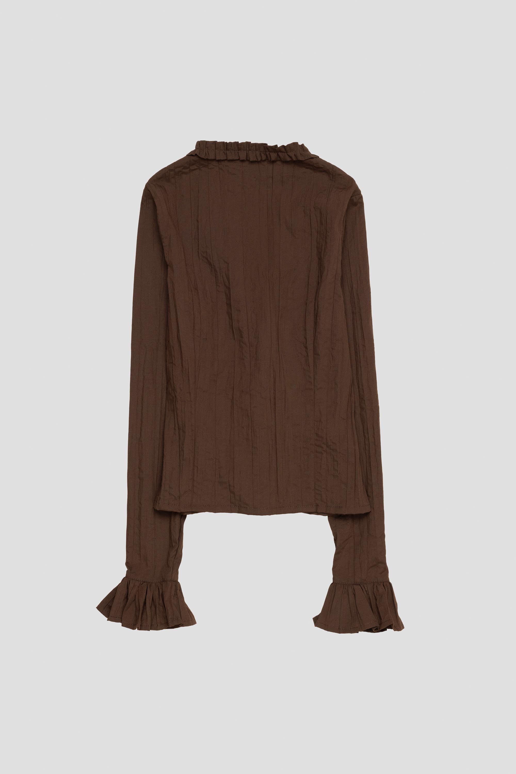Crinkle Ruffle Shirt Chocolate