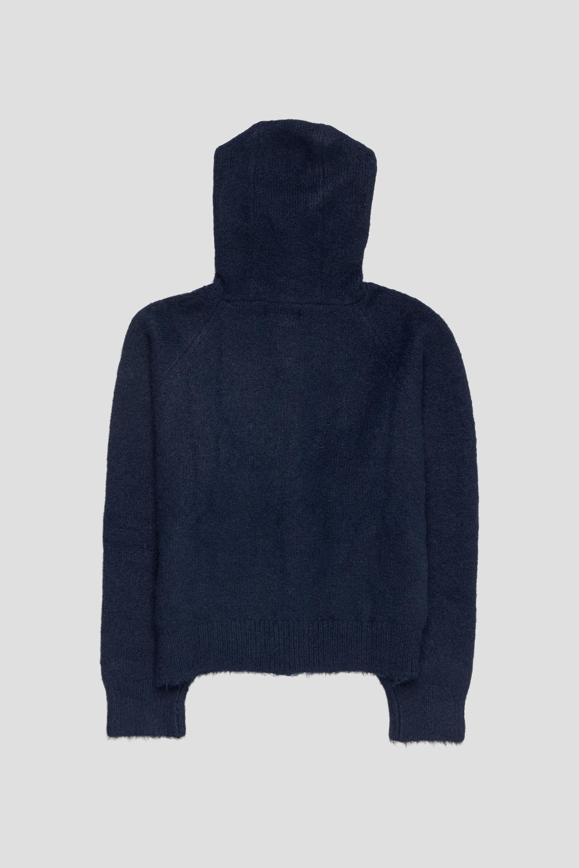 Mohair Button Hoodie Navy