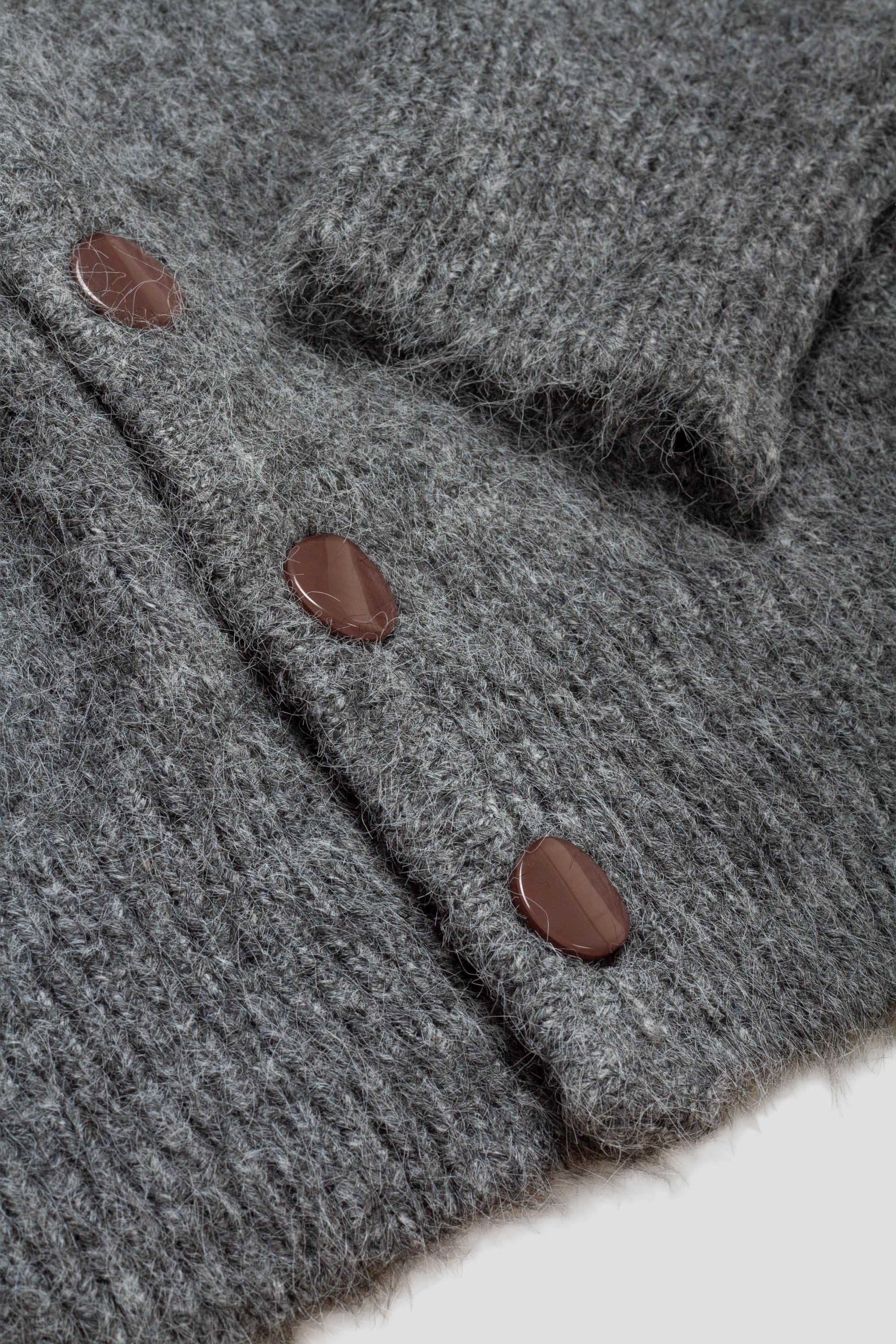 Mohair Button Hoodie Stone
