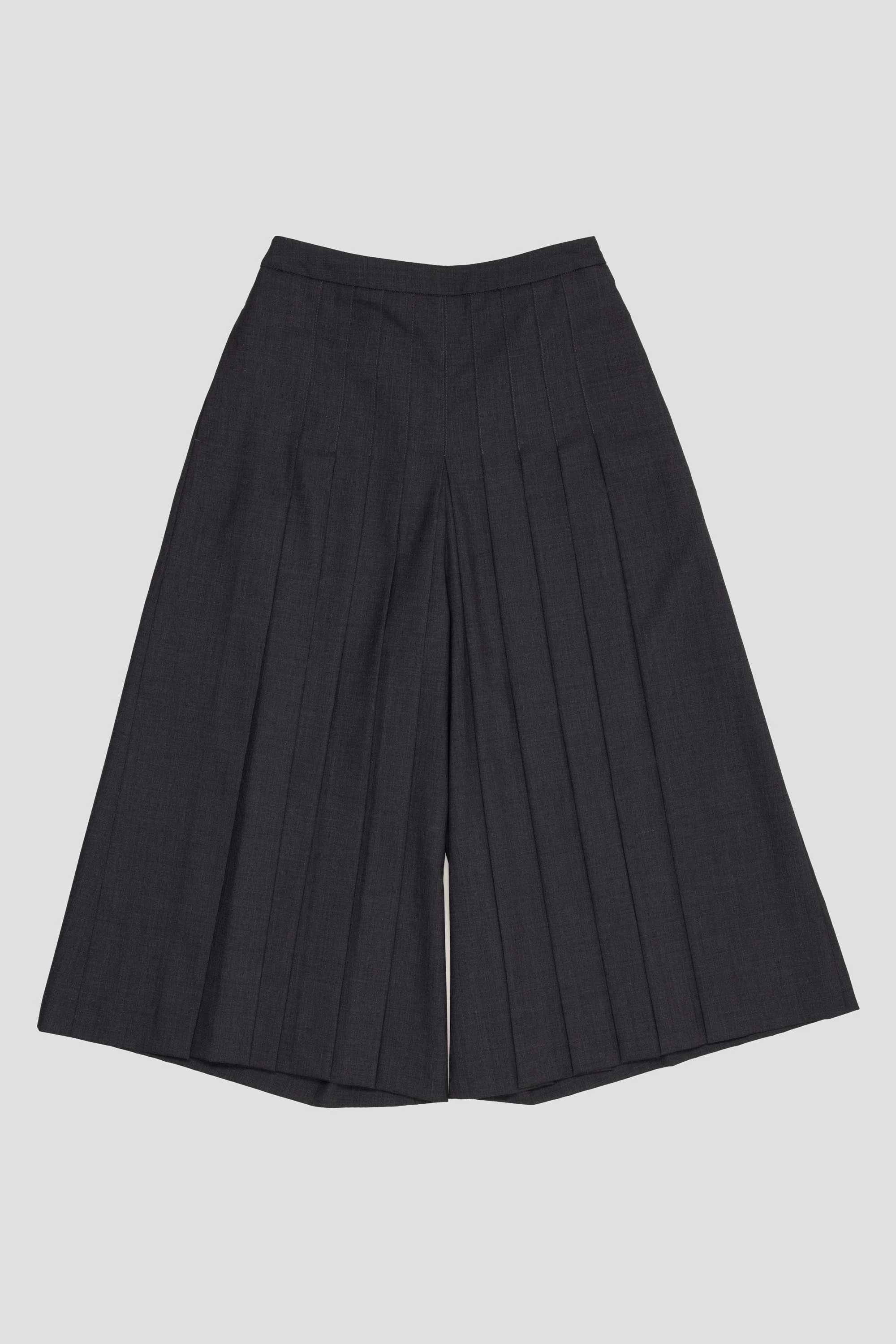 Pleated Wool Culotte Charcoal
