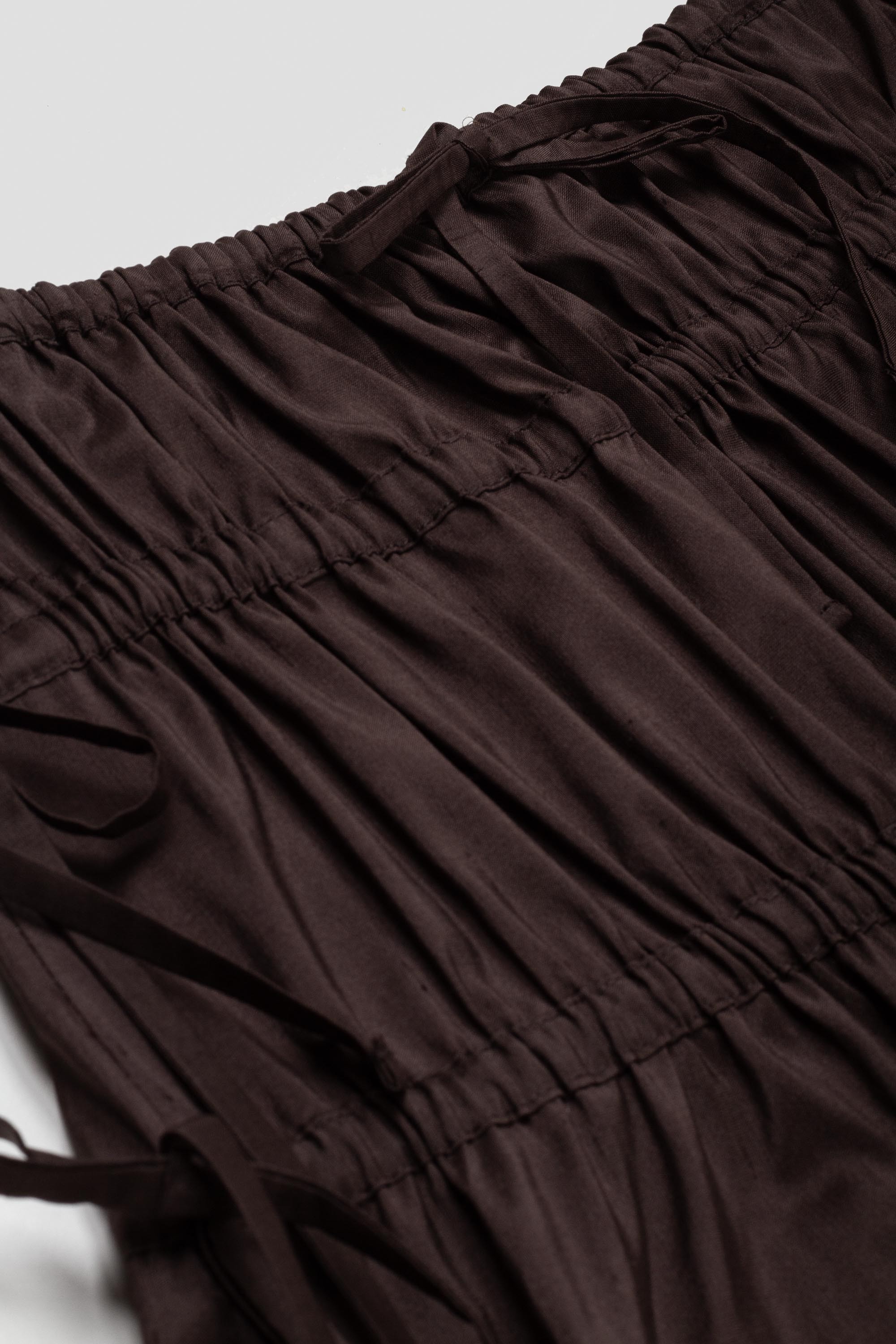 Ruched Silk Midi Skirt Mocha