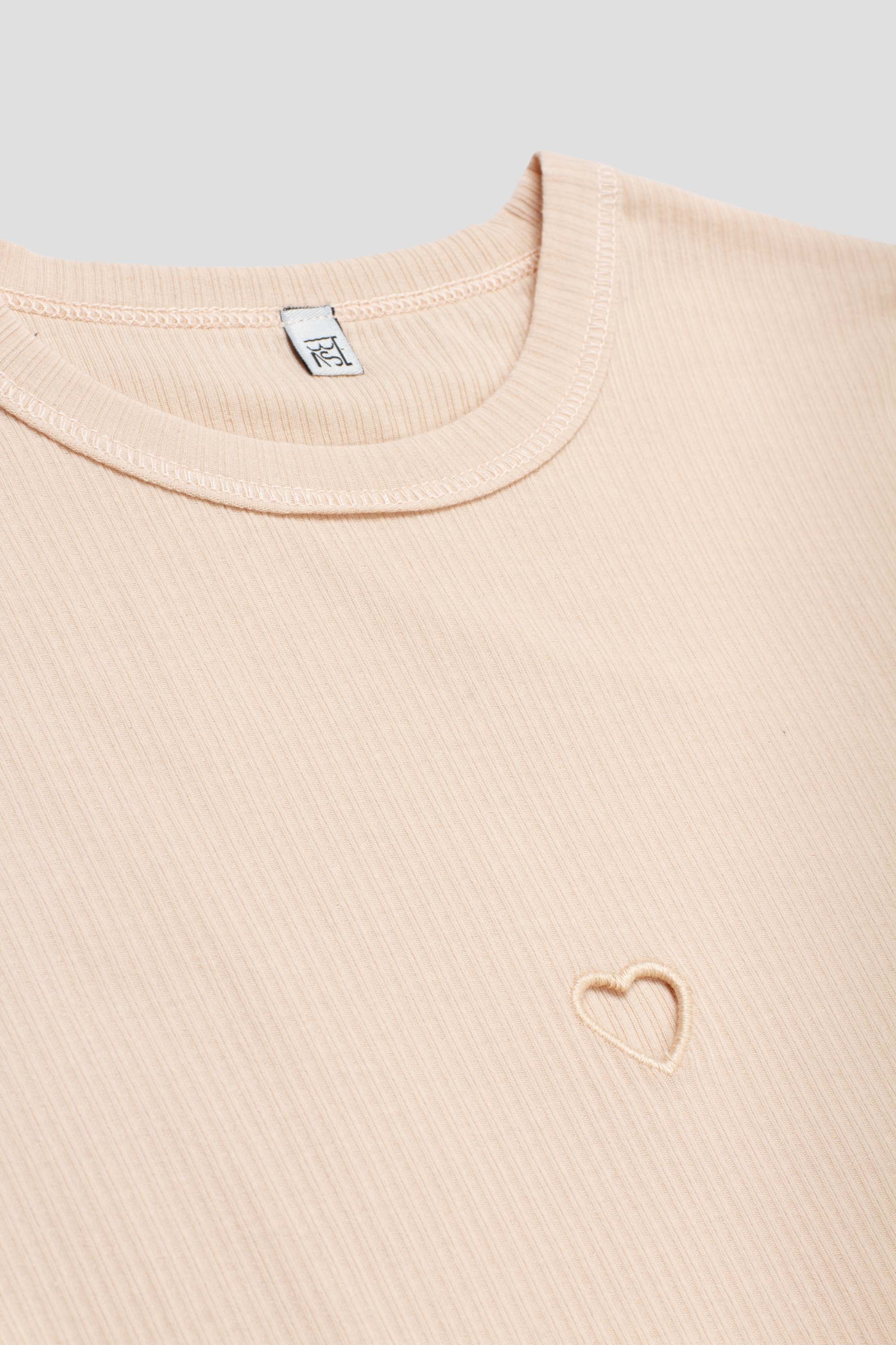 Heart Long Sleeve Tee Tin Beige
