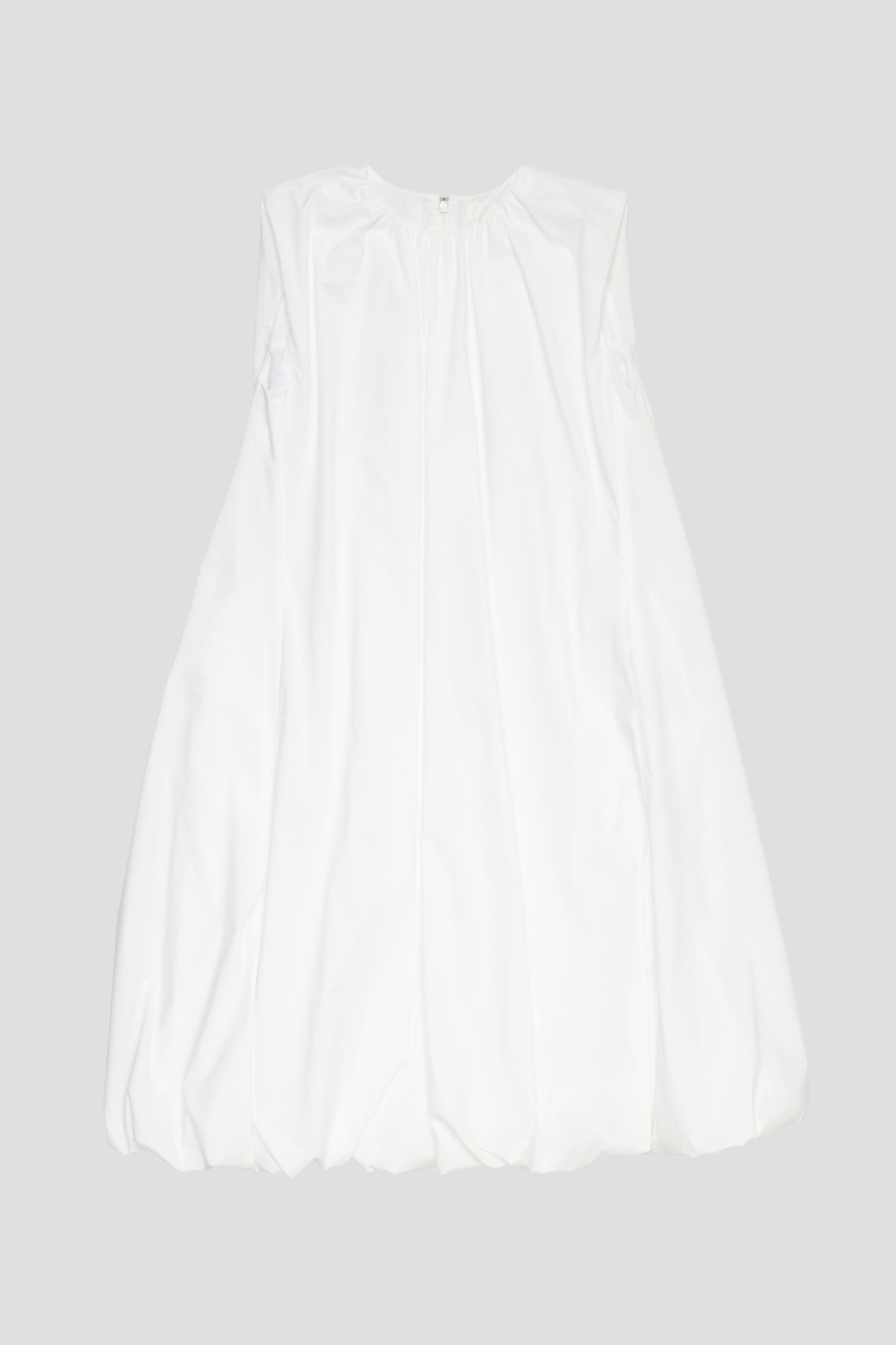 Cotton Volume Shirring Dress White