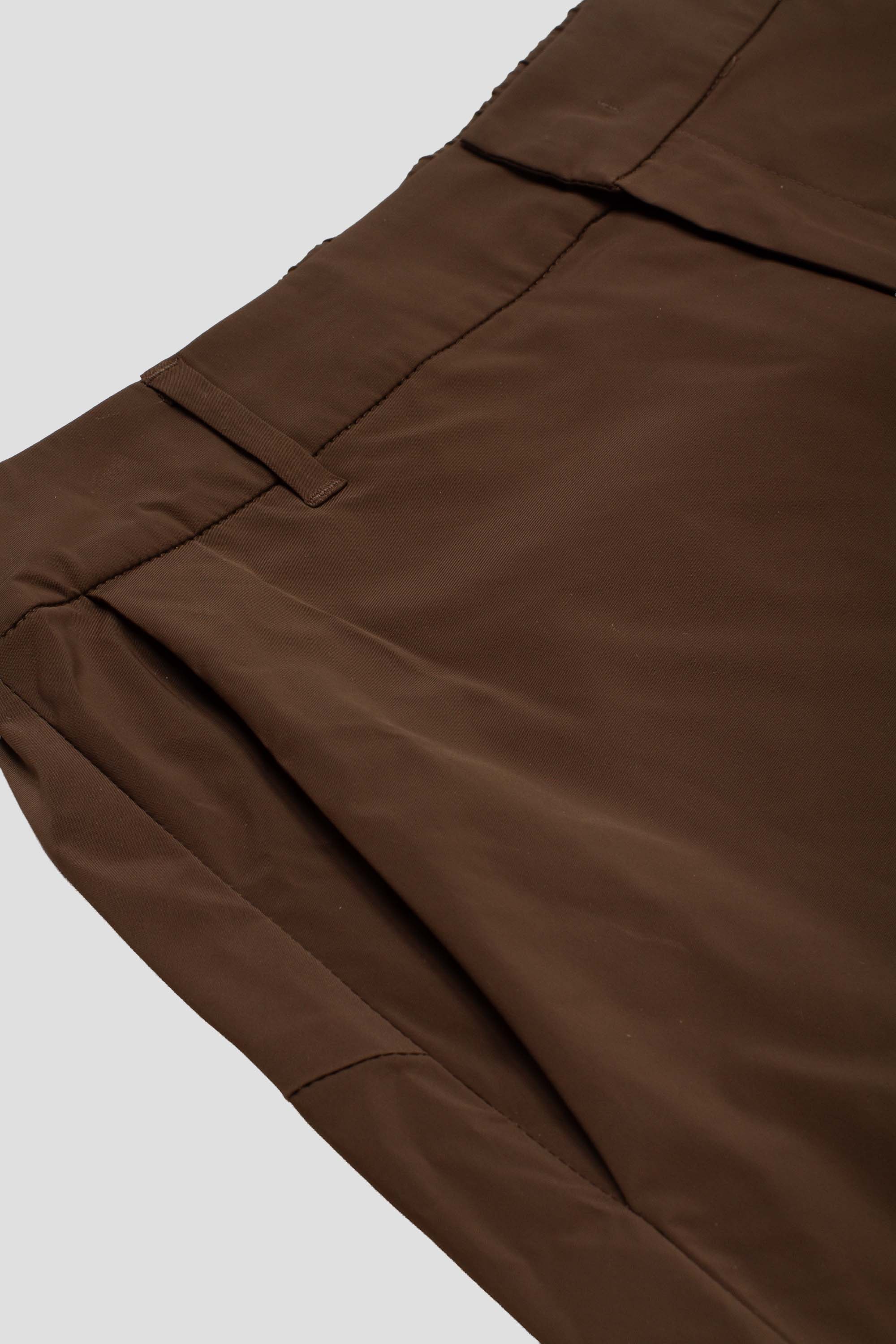 Taffeta Curved Leg Pants Brown