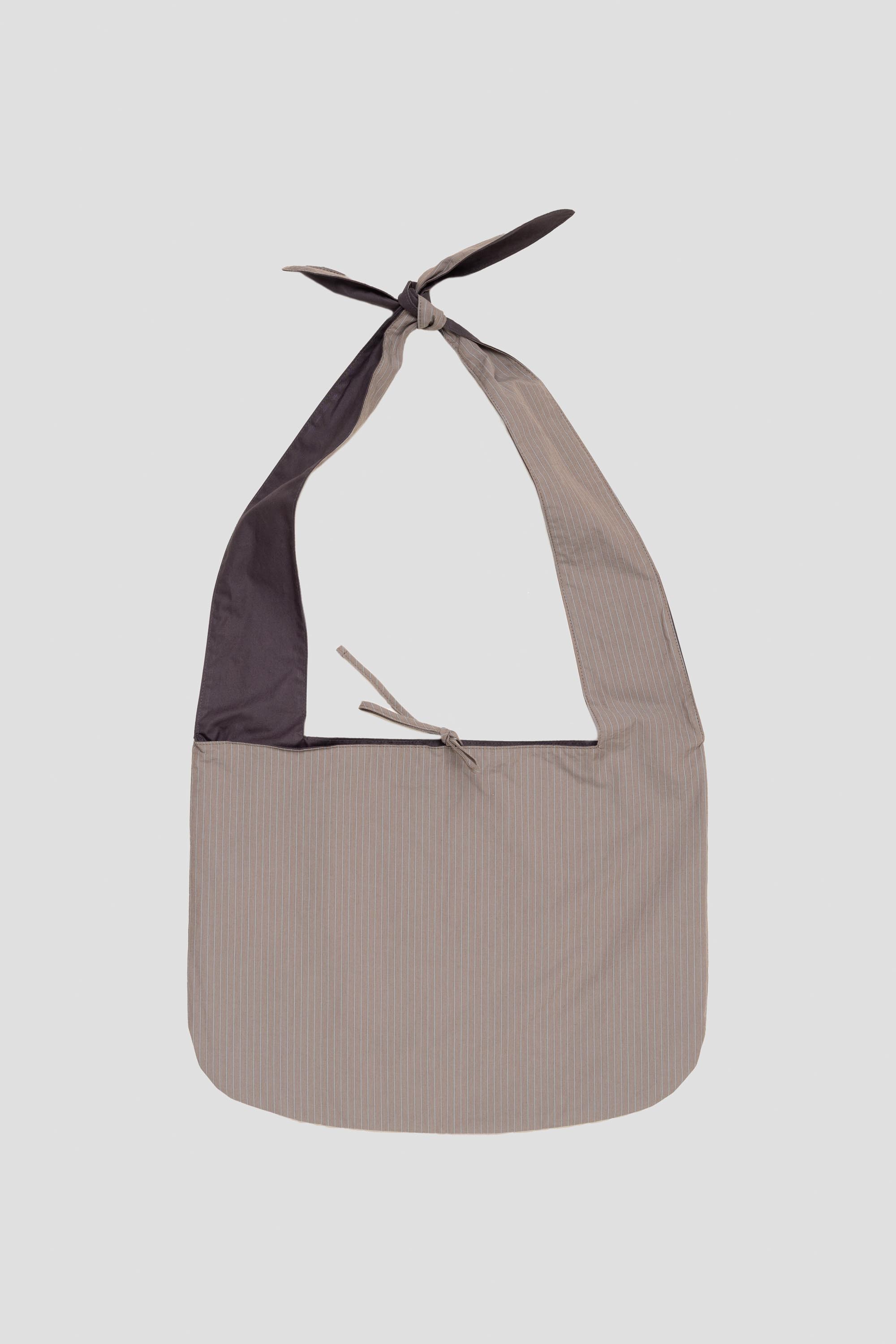 Stripe Large Shoulder Bag Grey